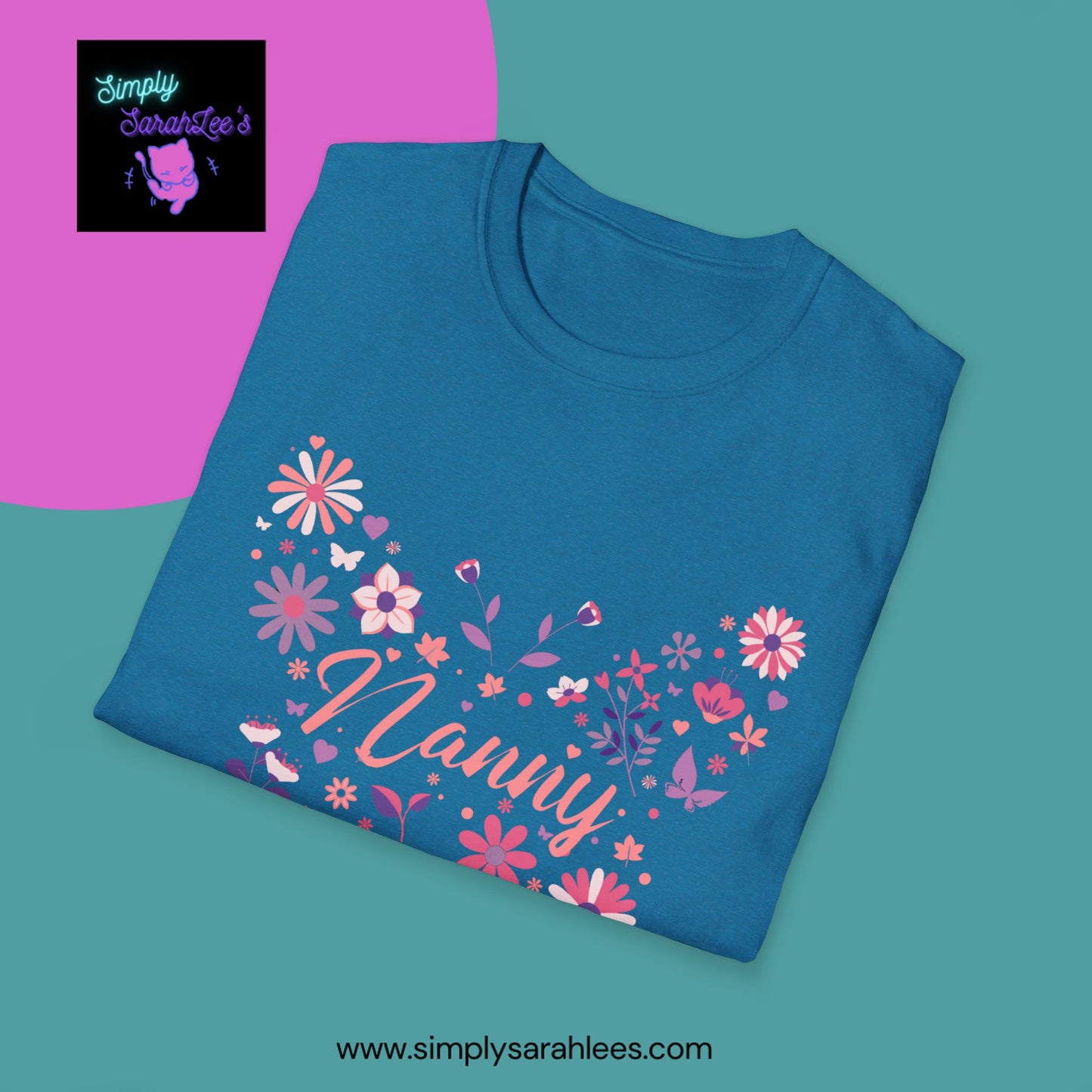 Nanny Butterfly Flowers Unisex Softstyle T-Shirt