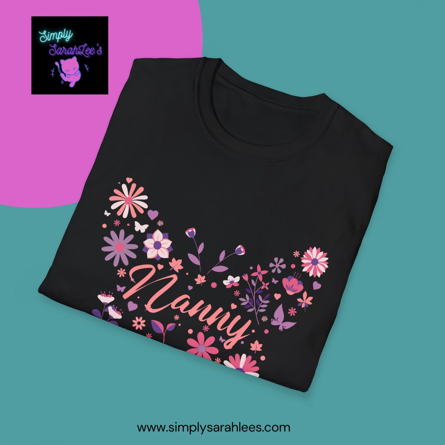 Nanny Butterfly Flowers Unisex Softstyle T-Shirt