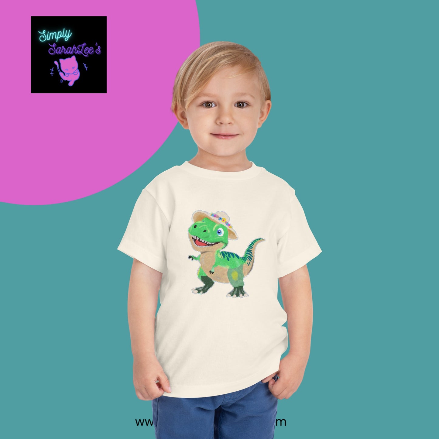 T-Rex with a Sunhat Drawing *Custom for J* Toddler Short Sleeve Tee