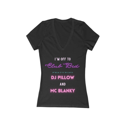 Club Bed *Custom for Lee Ann* Women's Jersey Short Sleeve Deep V-Neck Tee