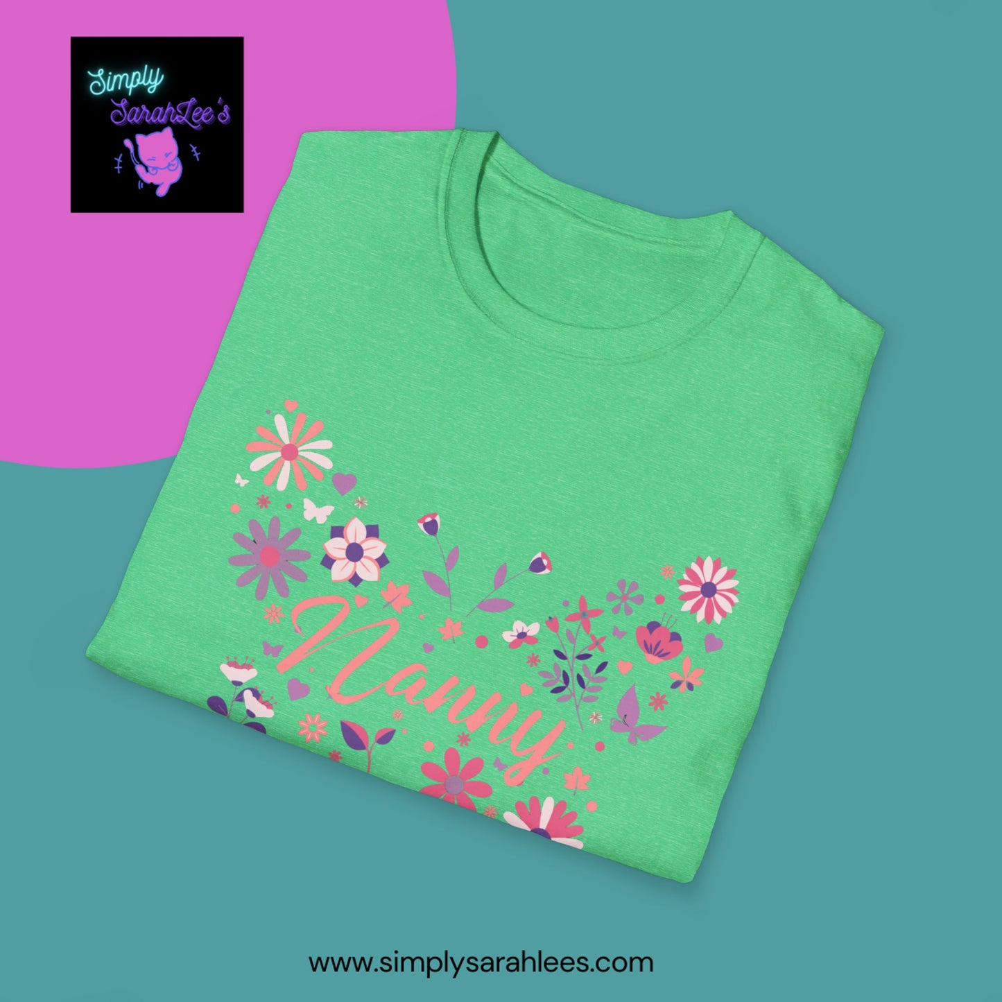 Nanny Butterfly Flowers Unisex Softstyle T-Shirt