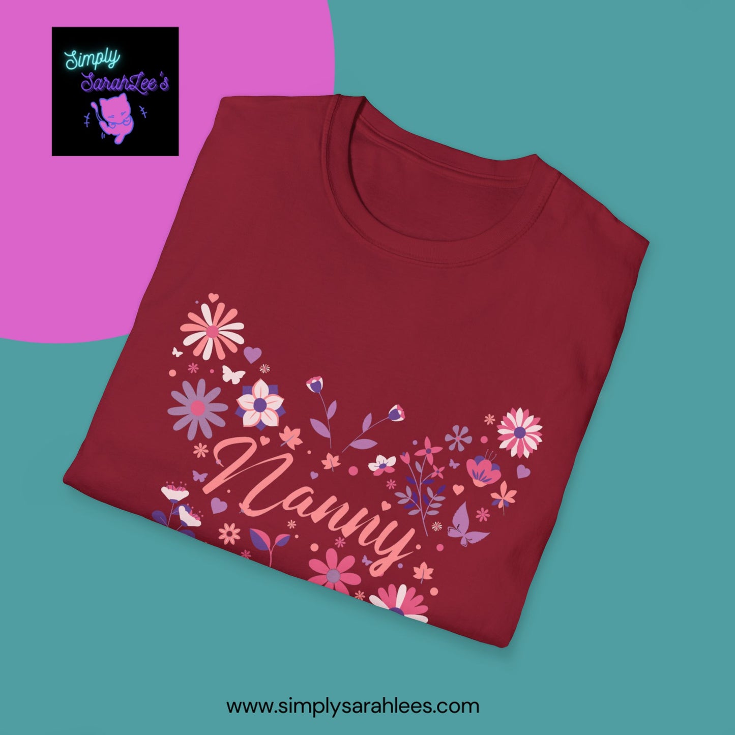 Nanny Butterfly Flowers Unisex Softstyle T-Shirt