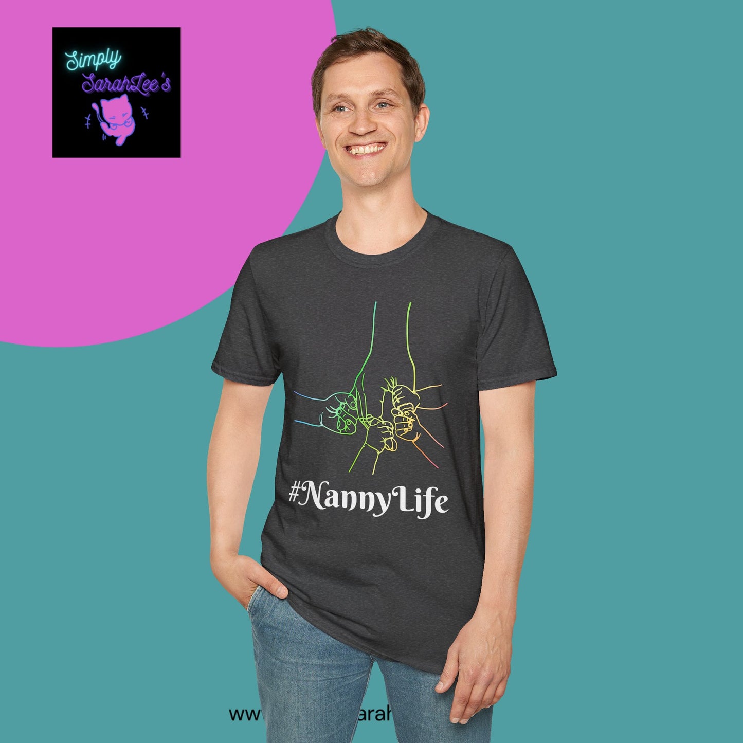 Nanny Life Rainbow Hands T-Shirt for Teens and Adults