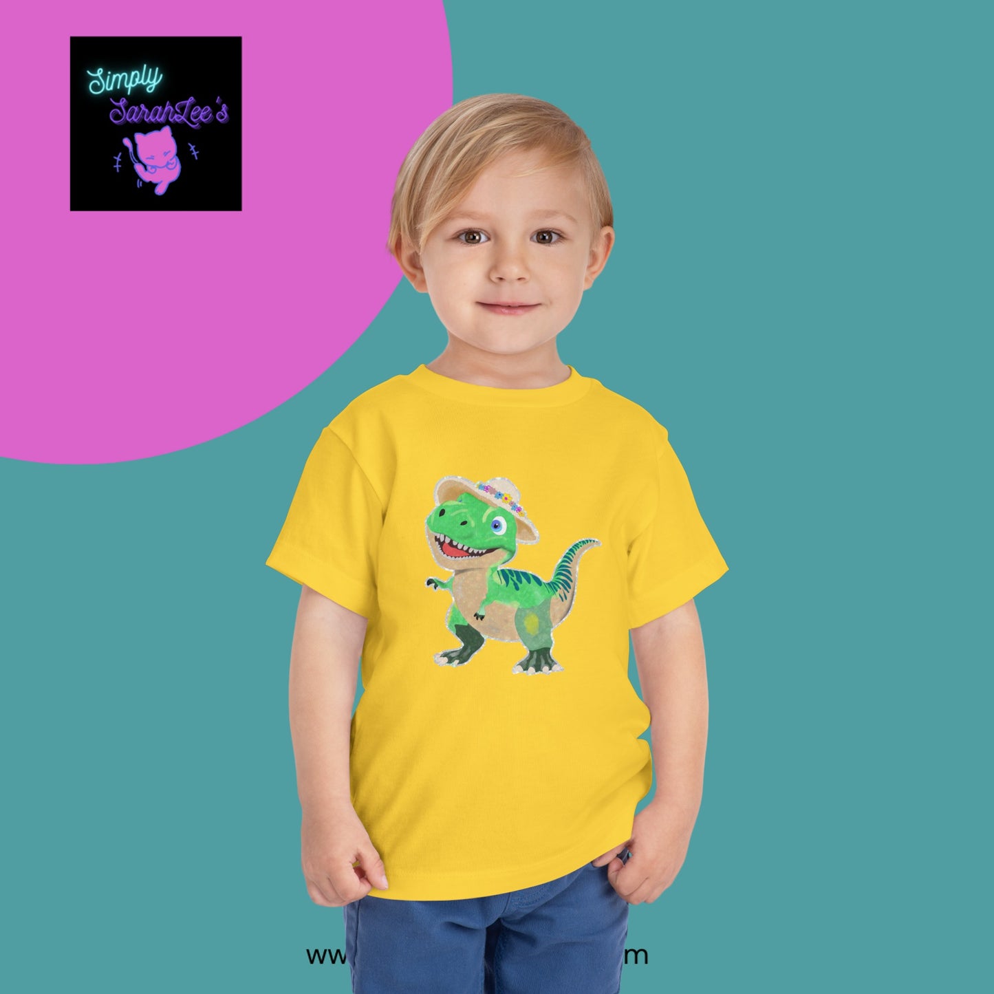 T-Rex with a Sunhat Drawing *Custom for J* Toddler Short Sleeve Tee