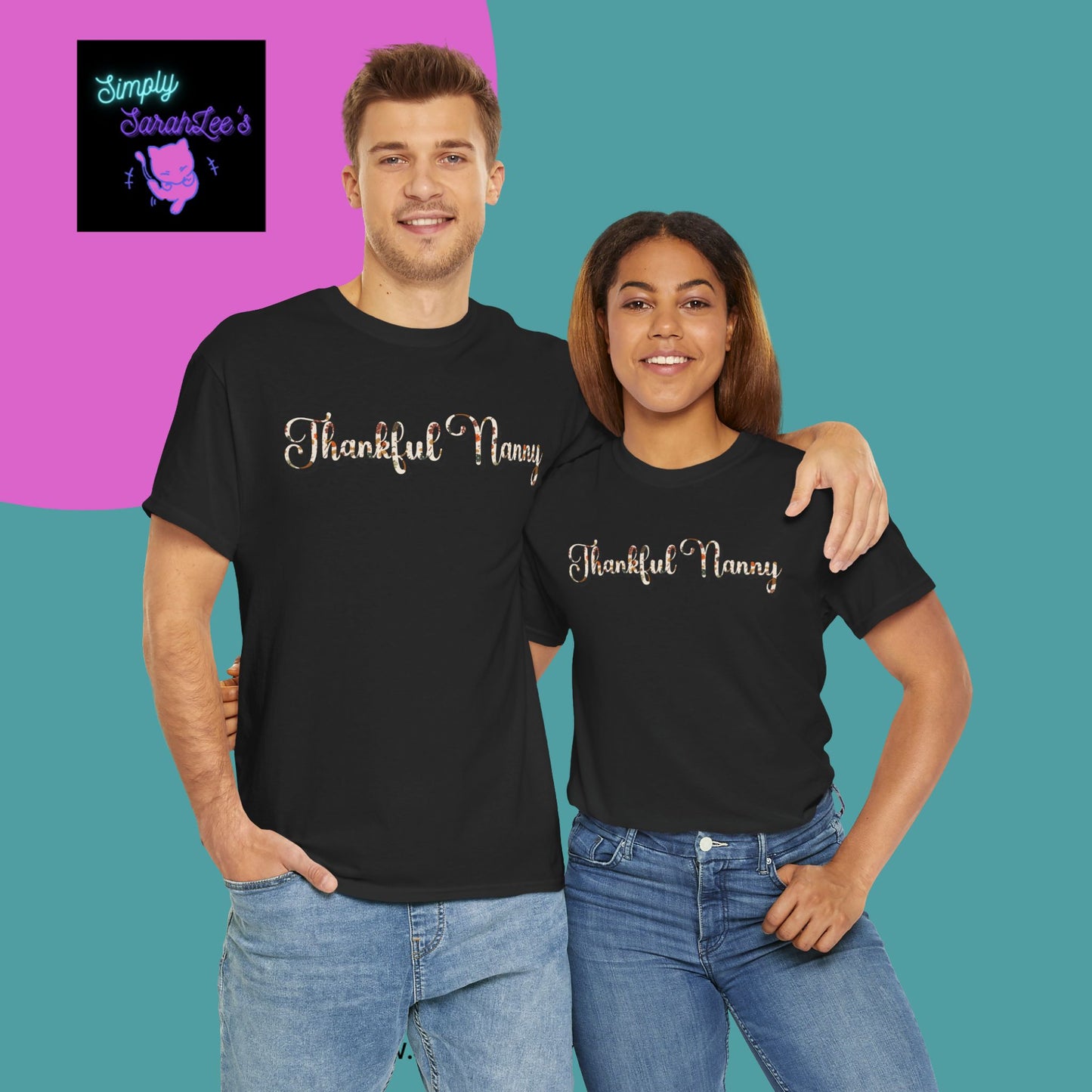 Thankful Nanny Thankgiving Fall Unisex Heavy Cotton Tee