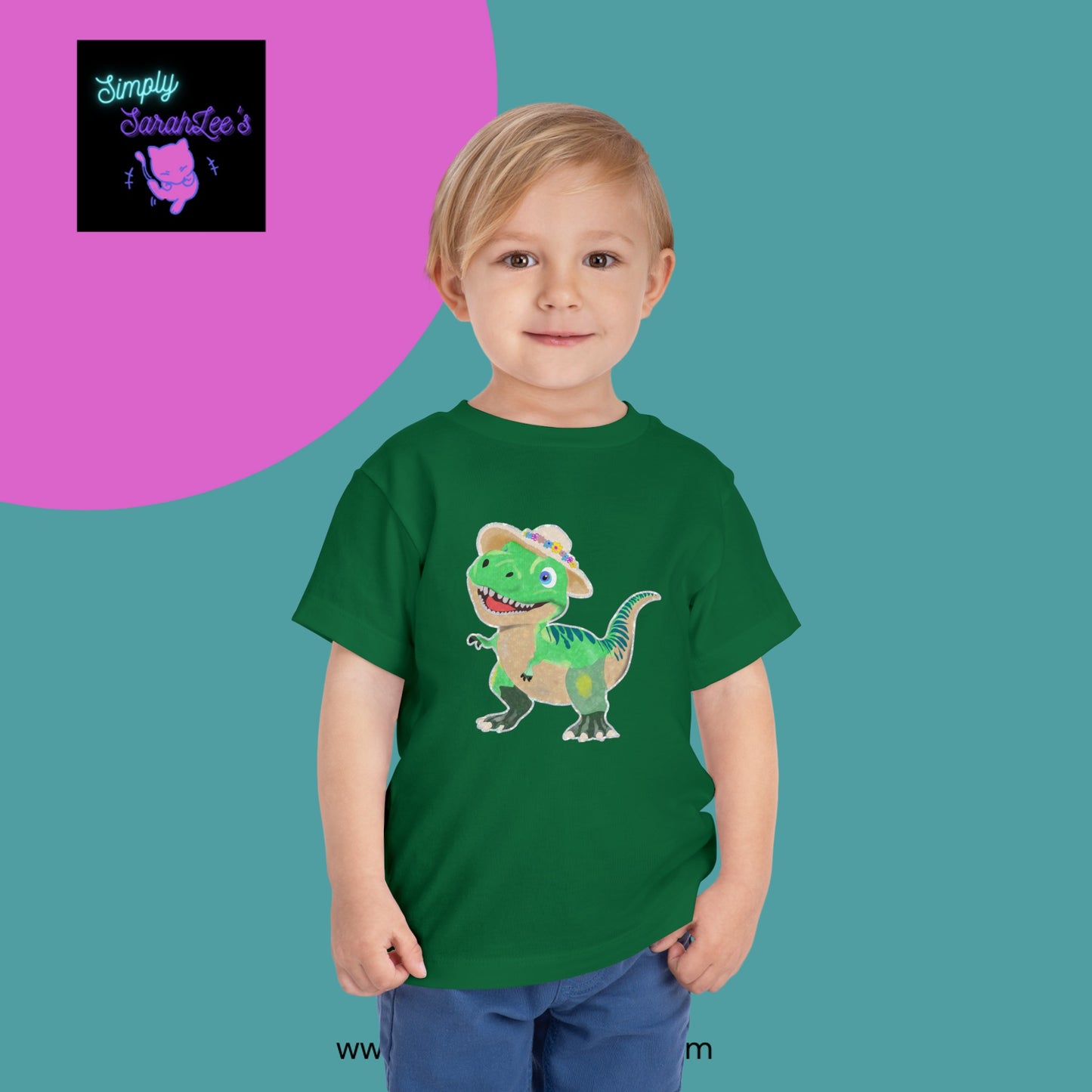 T-Rex with a Sunhat Drawing *Custom for J* Toddler Short Sleeve Tee