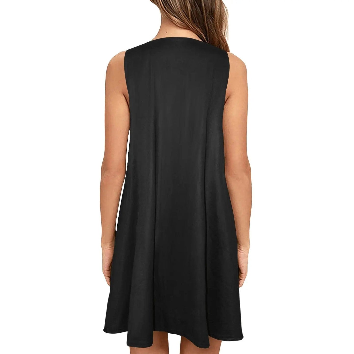 All black Sleeveless Tank Dress with Pockets