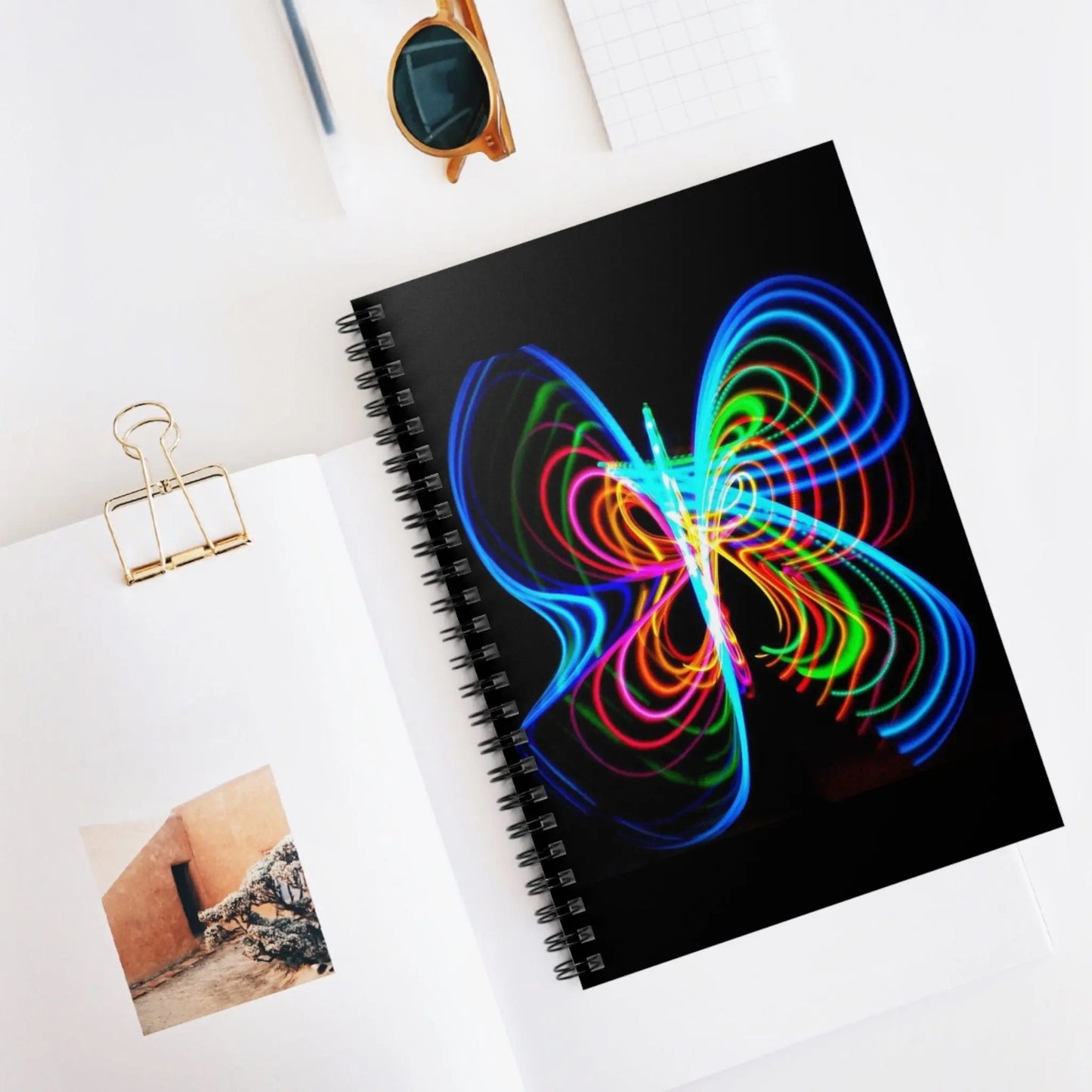 Butterfly Hoop Rainbow (Self-portrait) Spiral Notebook - Ruled Line