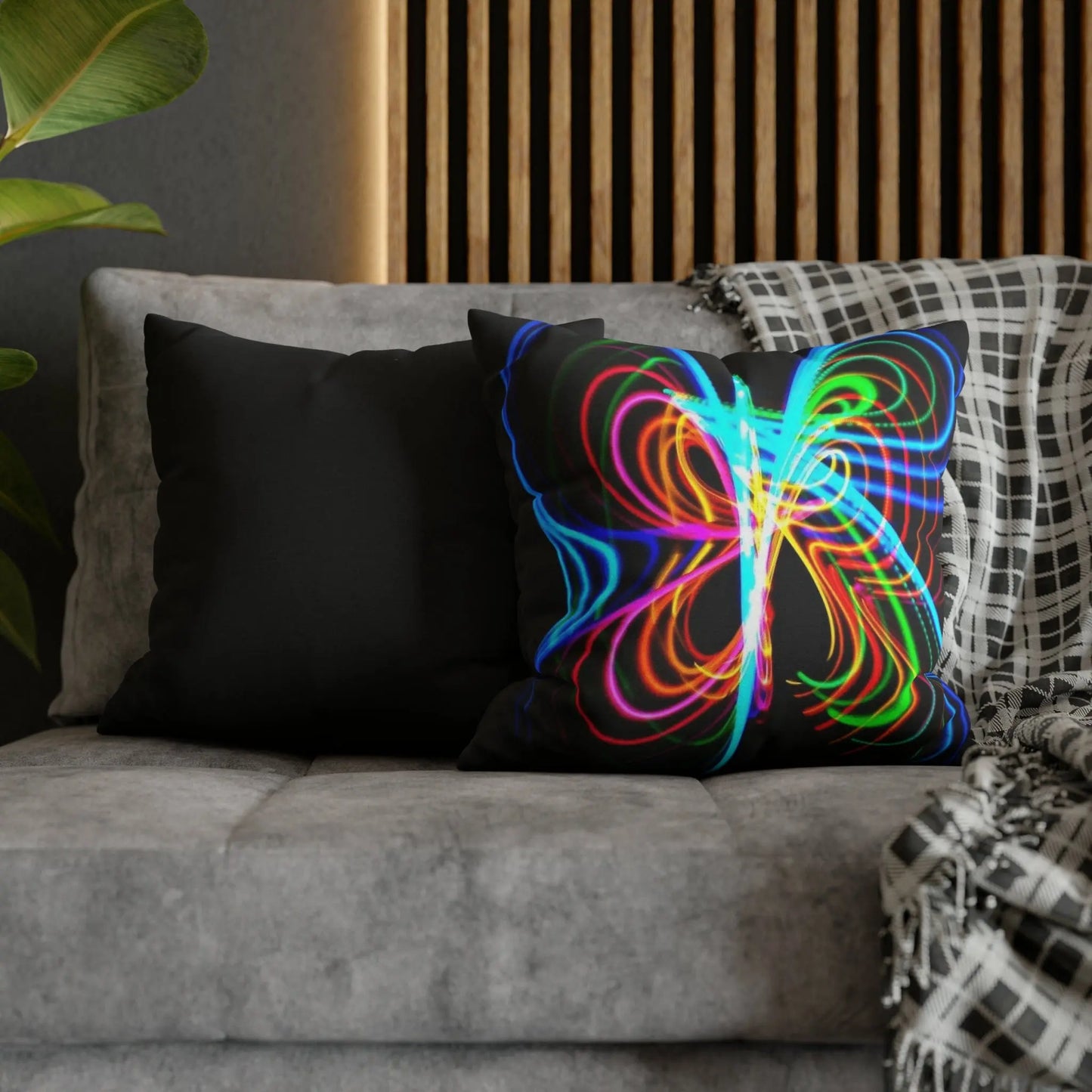 Butterfly Hula Hoop Rainbow Spun Polyester Square Pillow Case