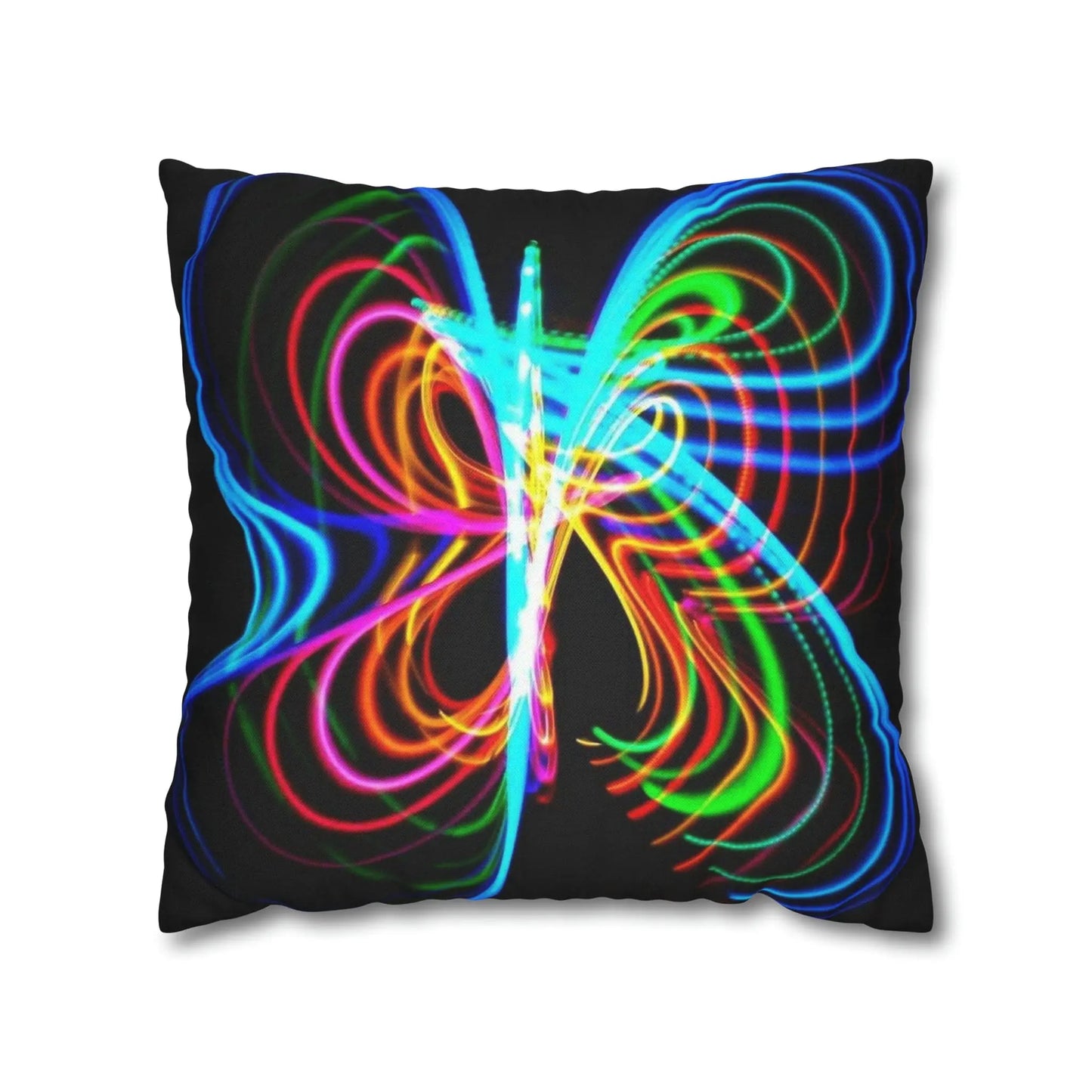 Butterfly Hula Hoop Rainbow Spun Polyester Square Pillow Case