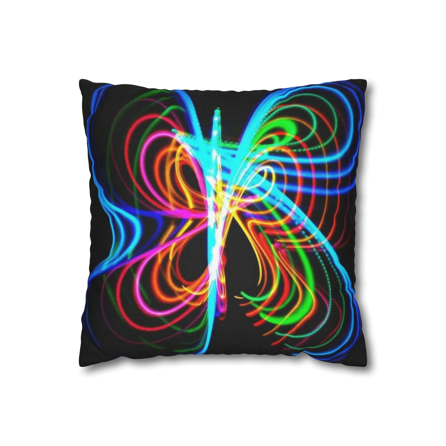 Butterfly Hula Hoop Rainbow Spun Polyester Square Pillow Case