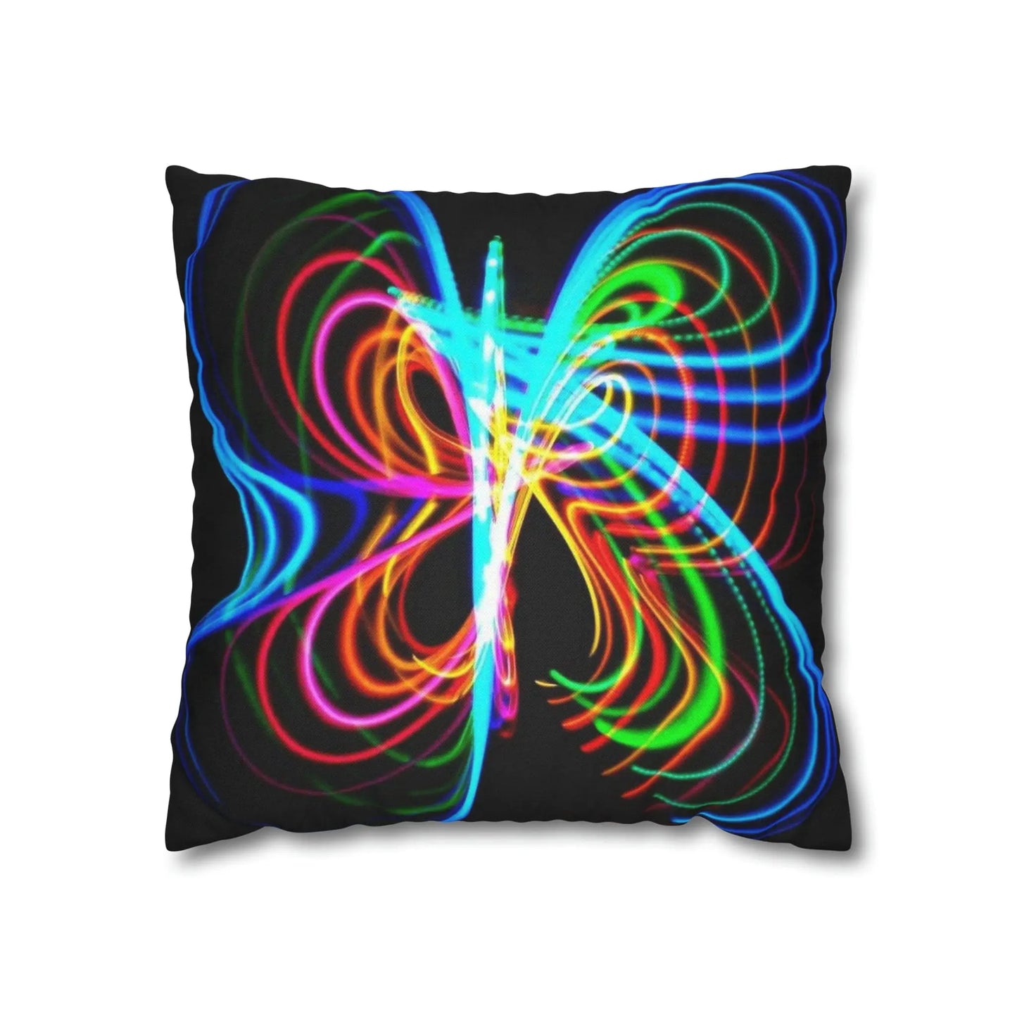 Butterfly Hula Hoop Rainbow Spun Polyester Square Pillow Case