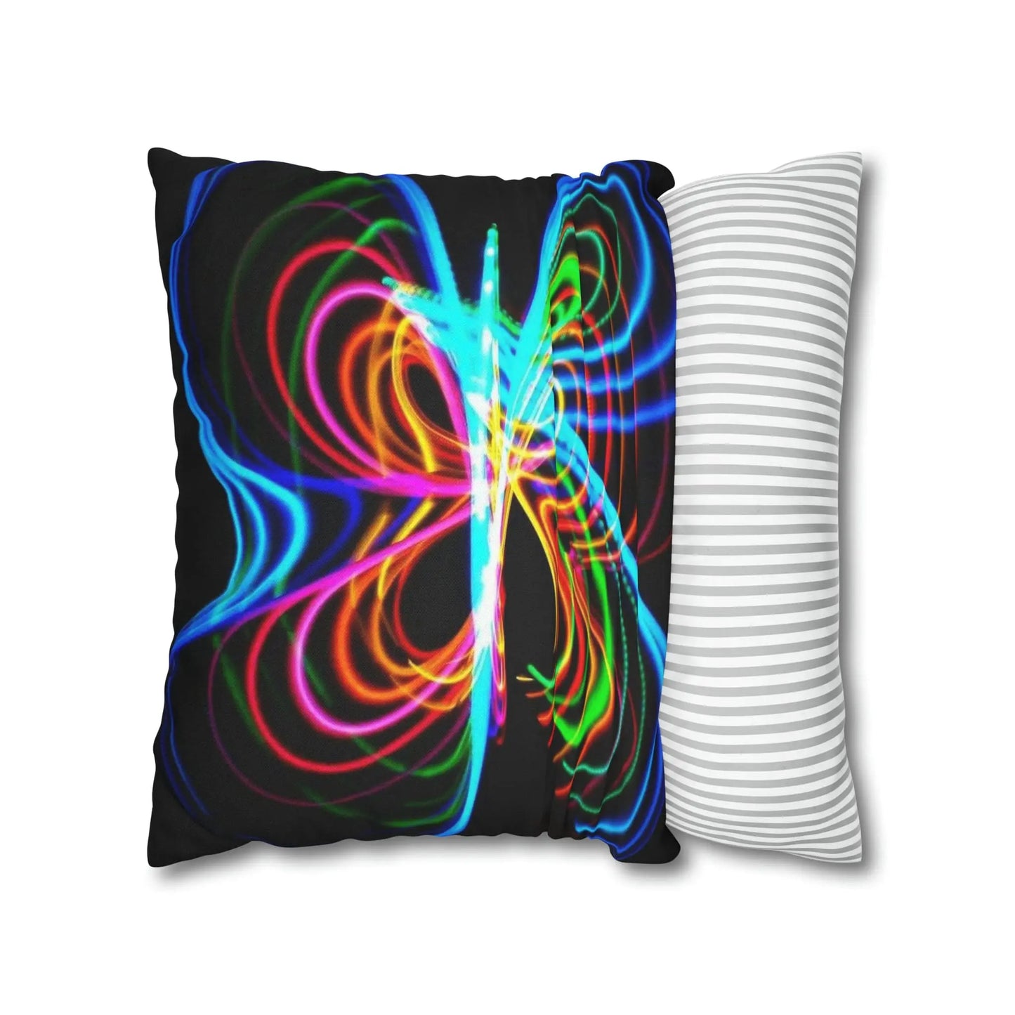 Butterfly Hula Hoop Rainbow Spun Polyester Square Pillow Case