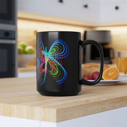 Butterfly Hula Hoop Rainbow (self-portrait ) Black Mug, 15oz