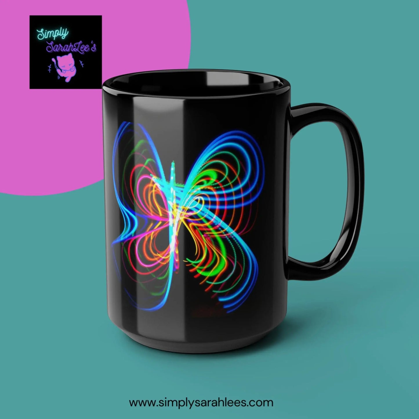 Butterfly Hula Hoop Rainbow (self-portrait ) Black Mug, 15oz