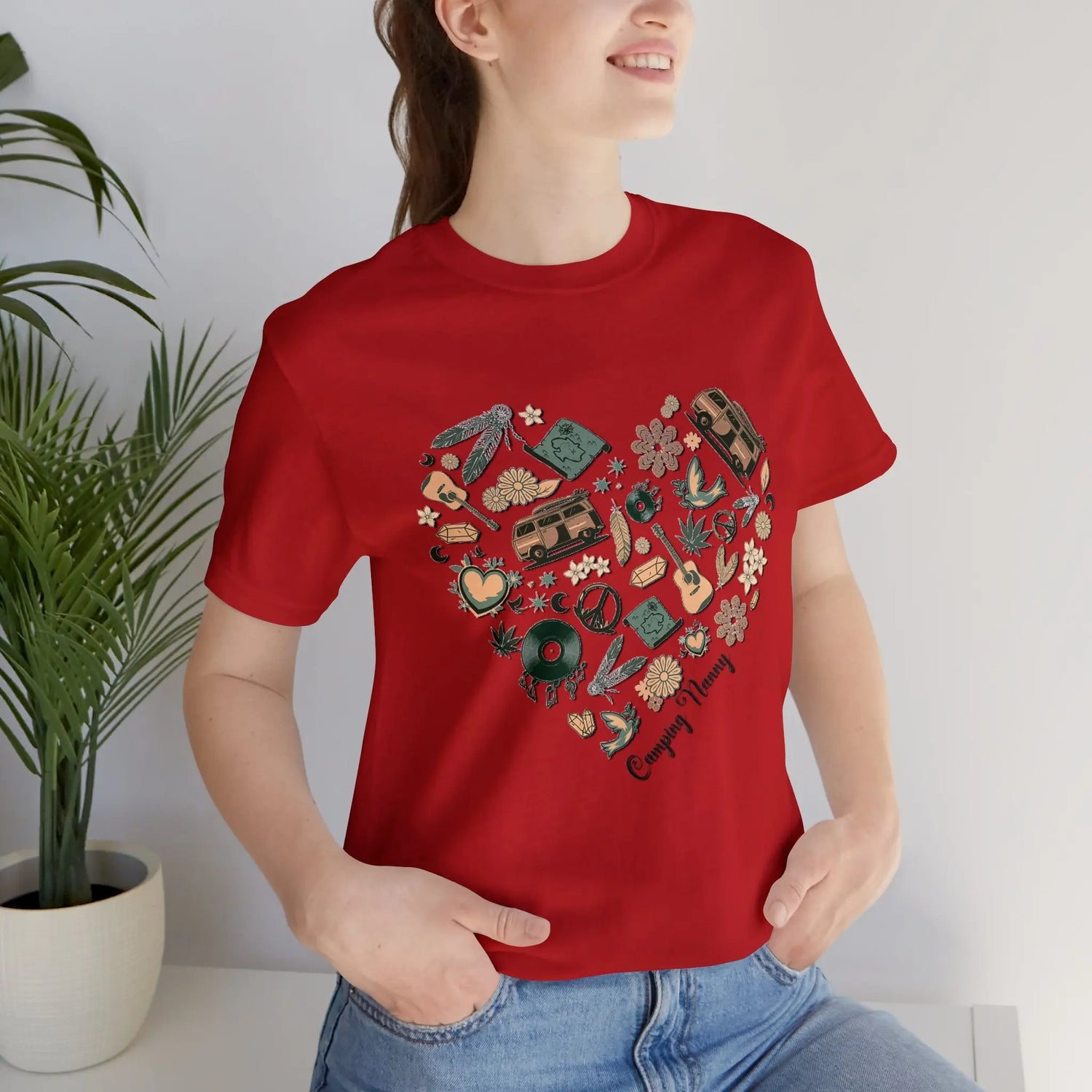 Camping Nanny Heart Unisex Jersey Short Sleeve Tee Printify