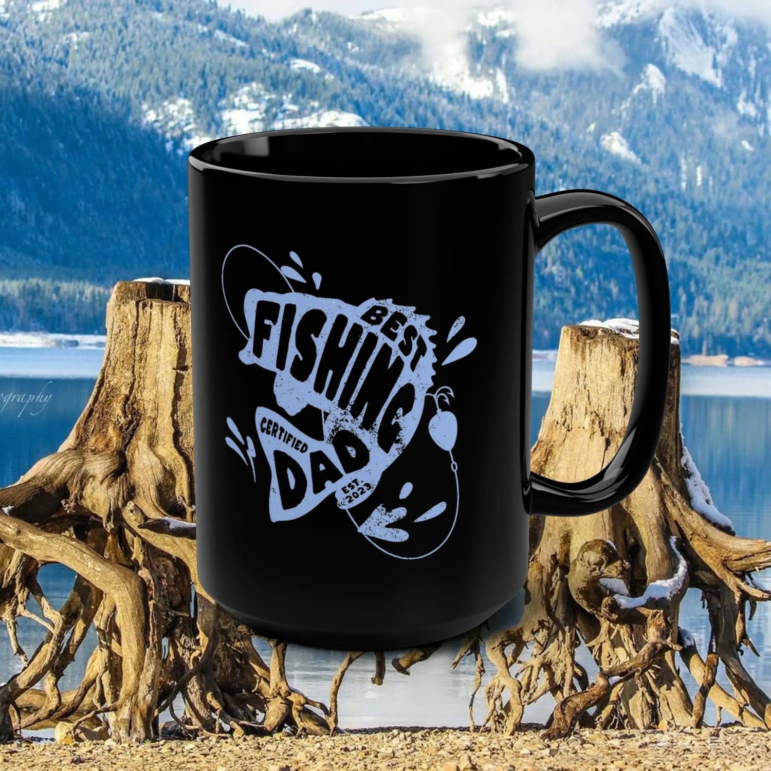 Certified *2023* Best Fishing Dad Black Mug, 15oz