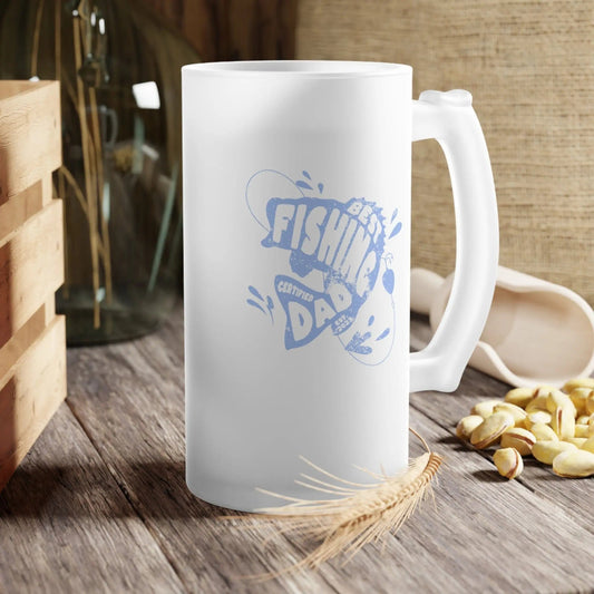 Certified 2023 Best Fishing Dad Frosted Glass Beer Mug 16oz Frosted