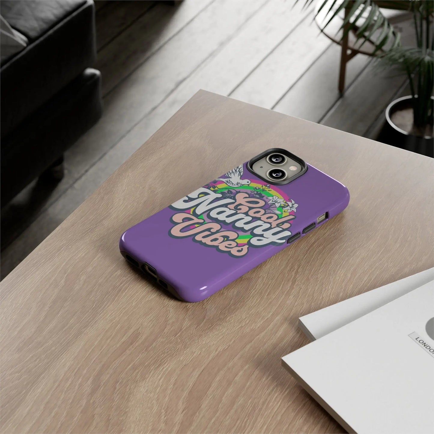 Cool Nanny Caregiver Vibes Retro Look in Purple Tough Phone Cases