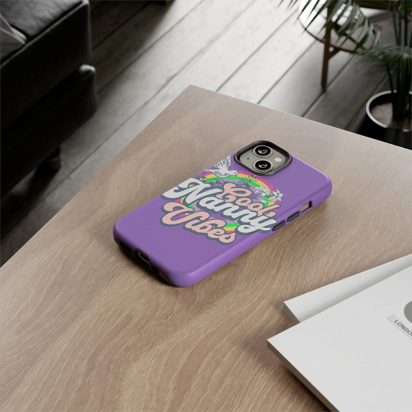 Cool Nanny Caregiver Vibes Retro Look in Purple Tough Phone Cases