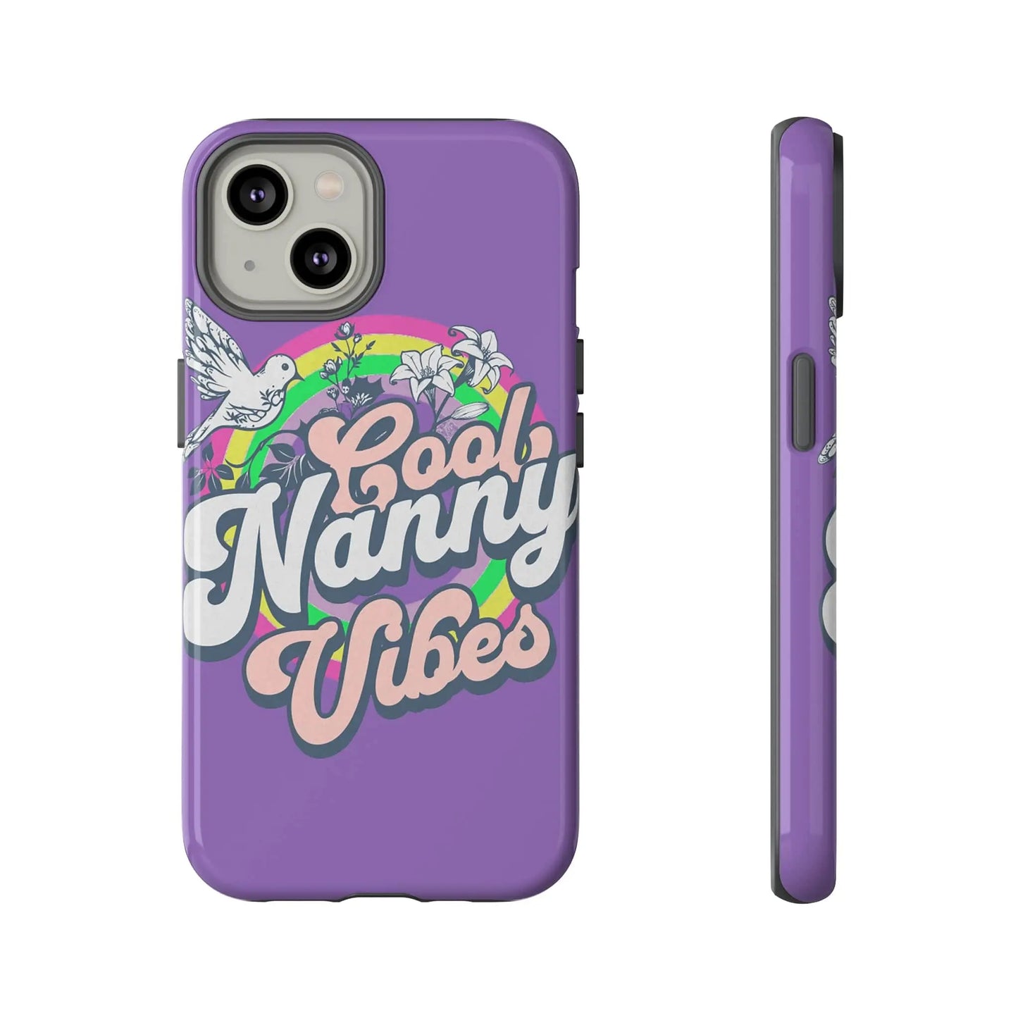 Cool Nanny Caregiver Vibes Retro Look in Purple Tough Phone Cases