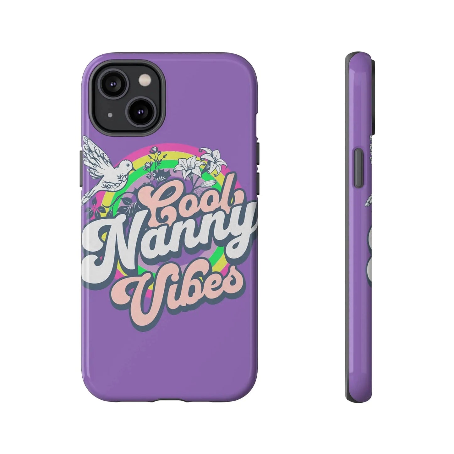 Cool Nanny Caregiver Vibes Retro Look in Purple Tough Phone Cases