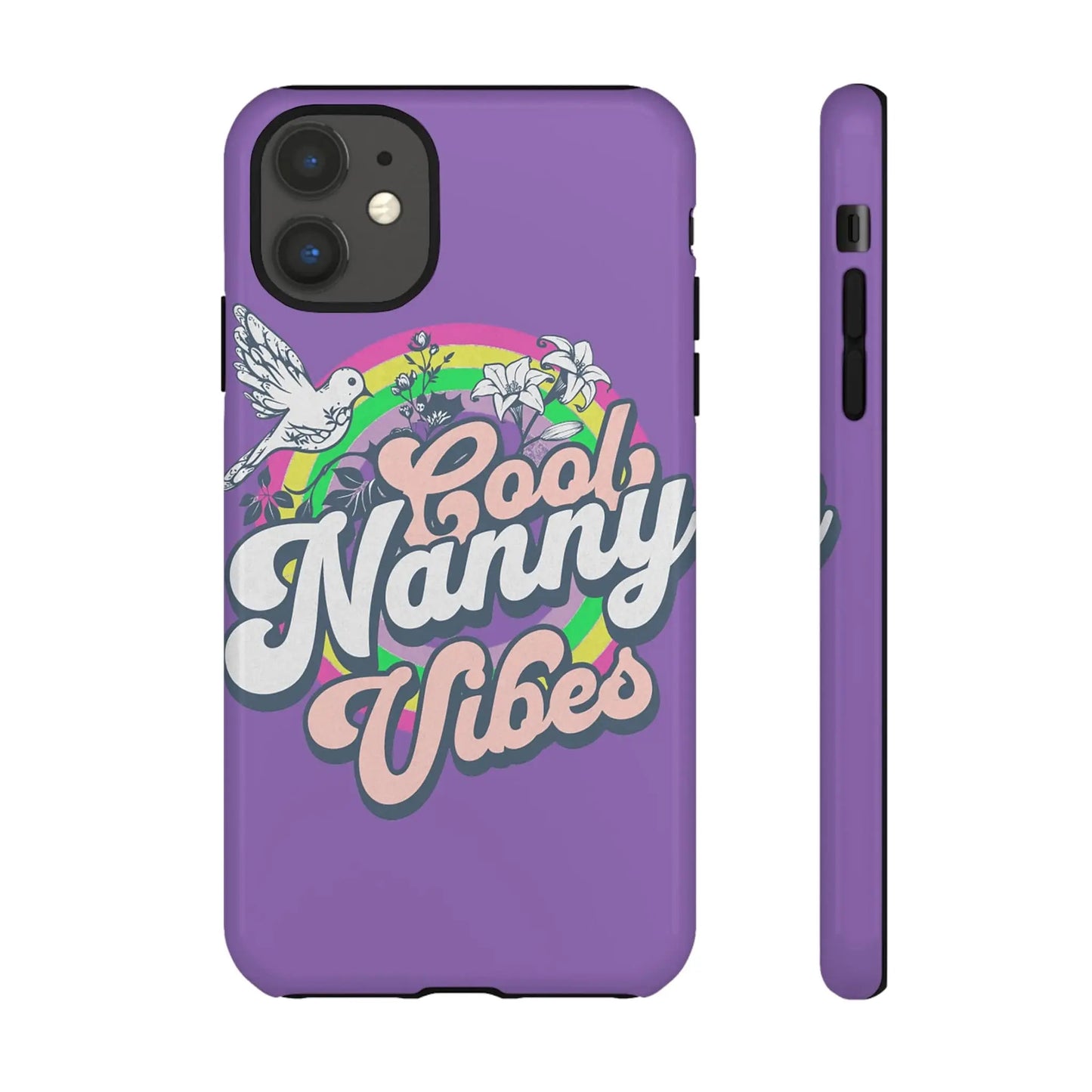 Cool Nanny Caregiver Vibes Retro Look in Purple Tough Phone Cases