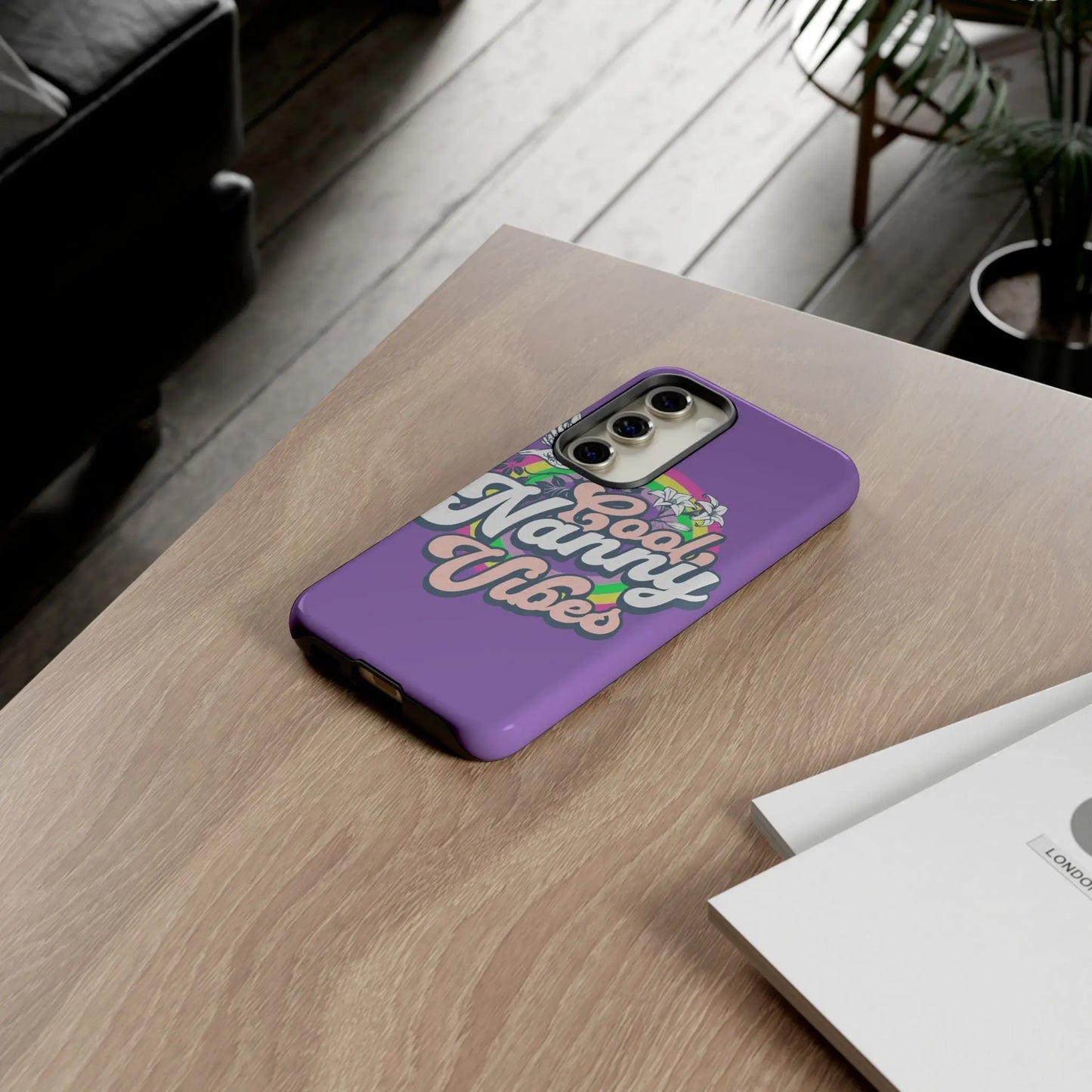 Cool Nanny Caregiver Vibes Retro Look in Purple Tough Phone Cases