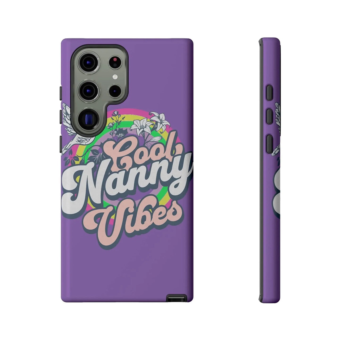 Cool Nanny Caregiver Vibes Retro Look in Purple Tough Phone Cases