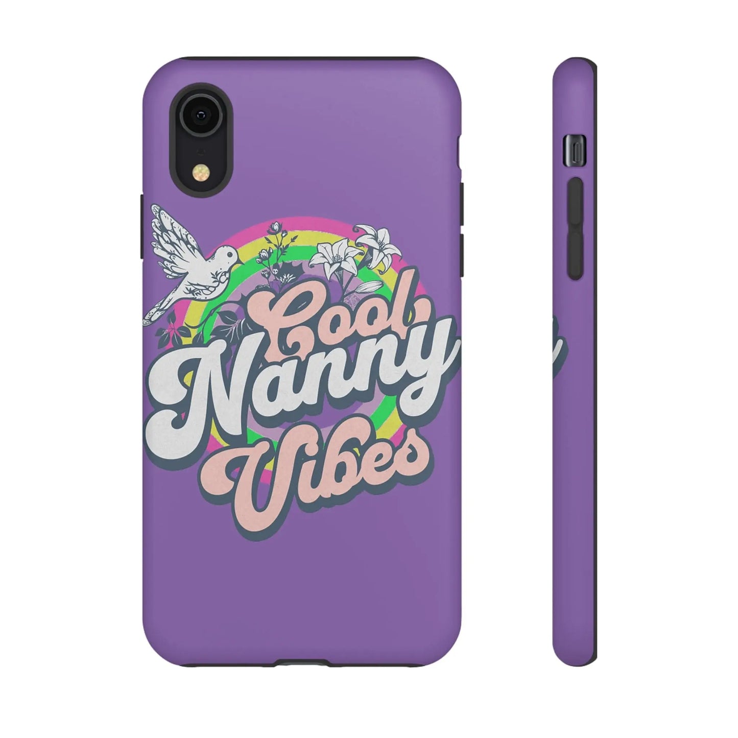 Cool Nanny Caregiver Vibes Retro Look in Purple Tough Phone Cases