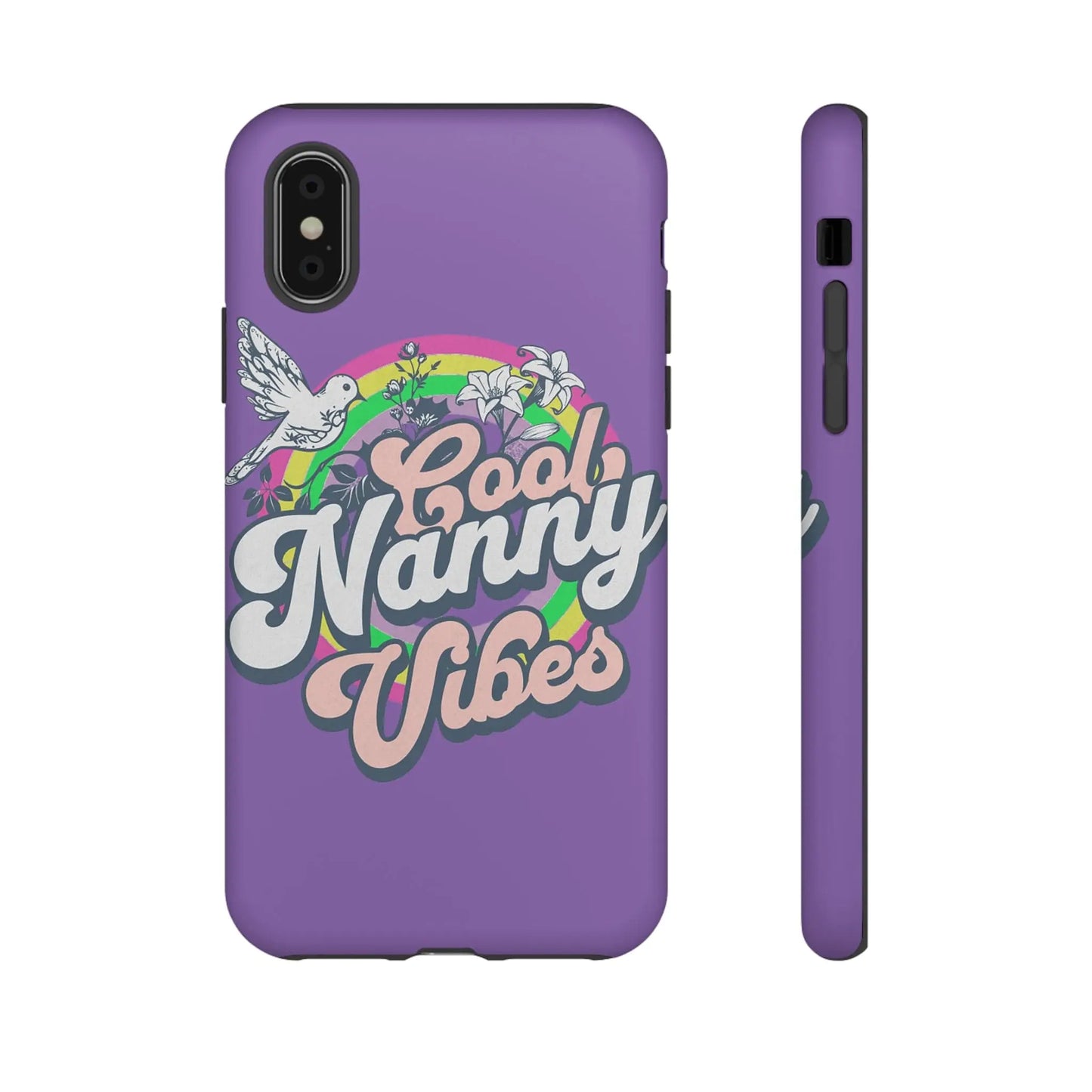 Cool Nanny Caregiver Vibes Retro Look in Purple Tough Phone Cases