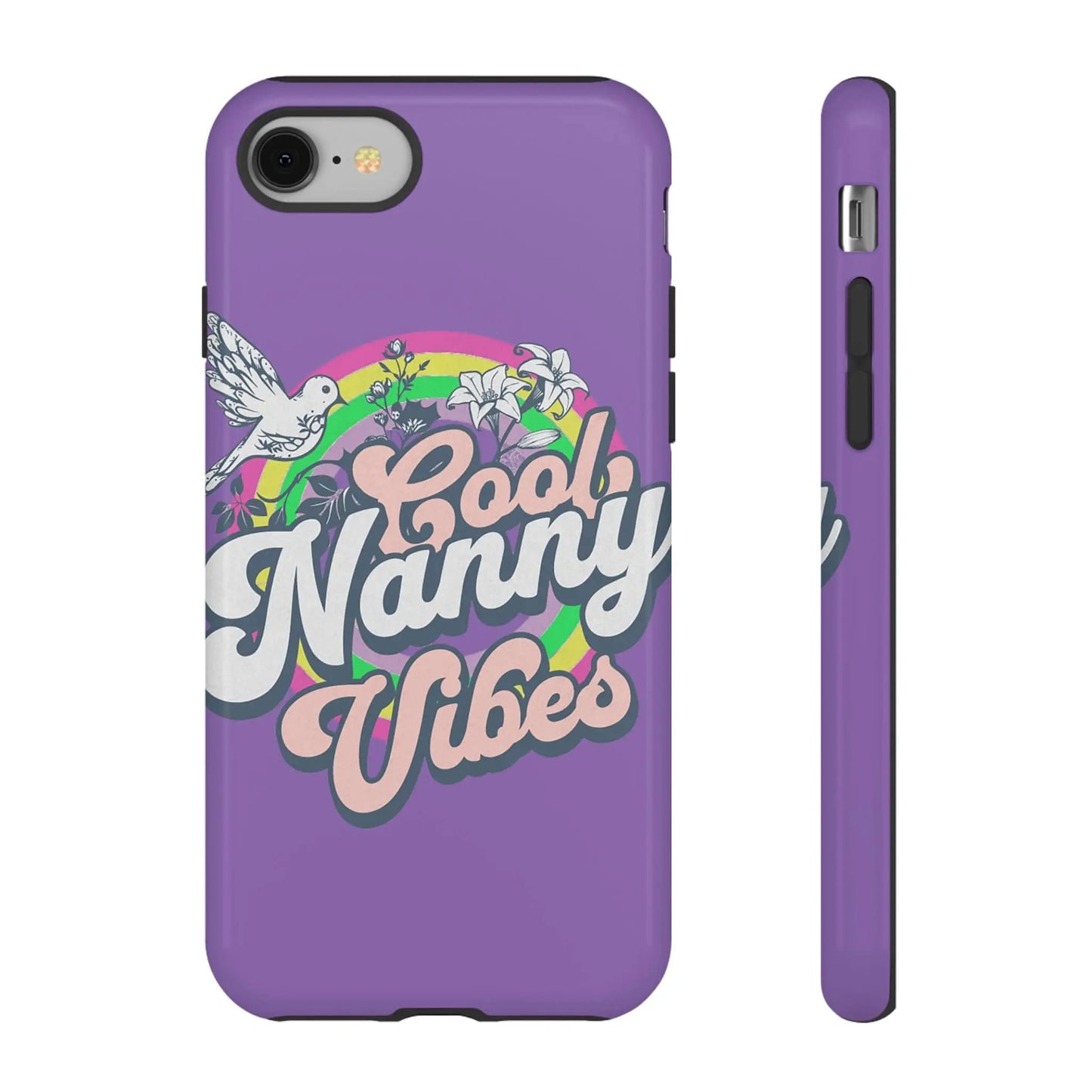 Cool Nanny Caregiver Vibes Retro Look in Purple Tough Phone Cases