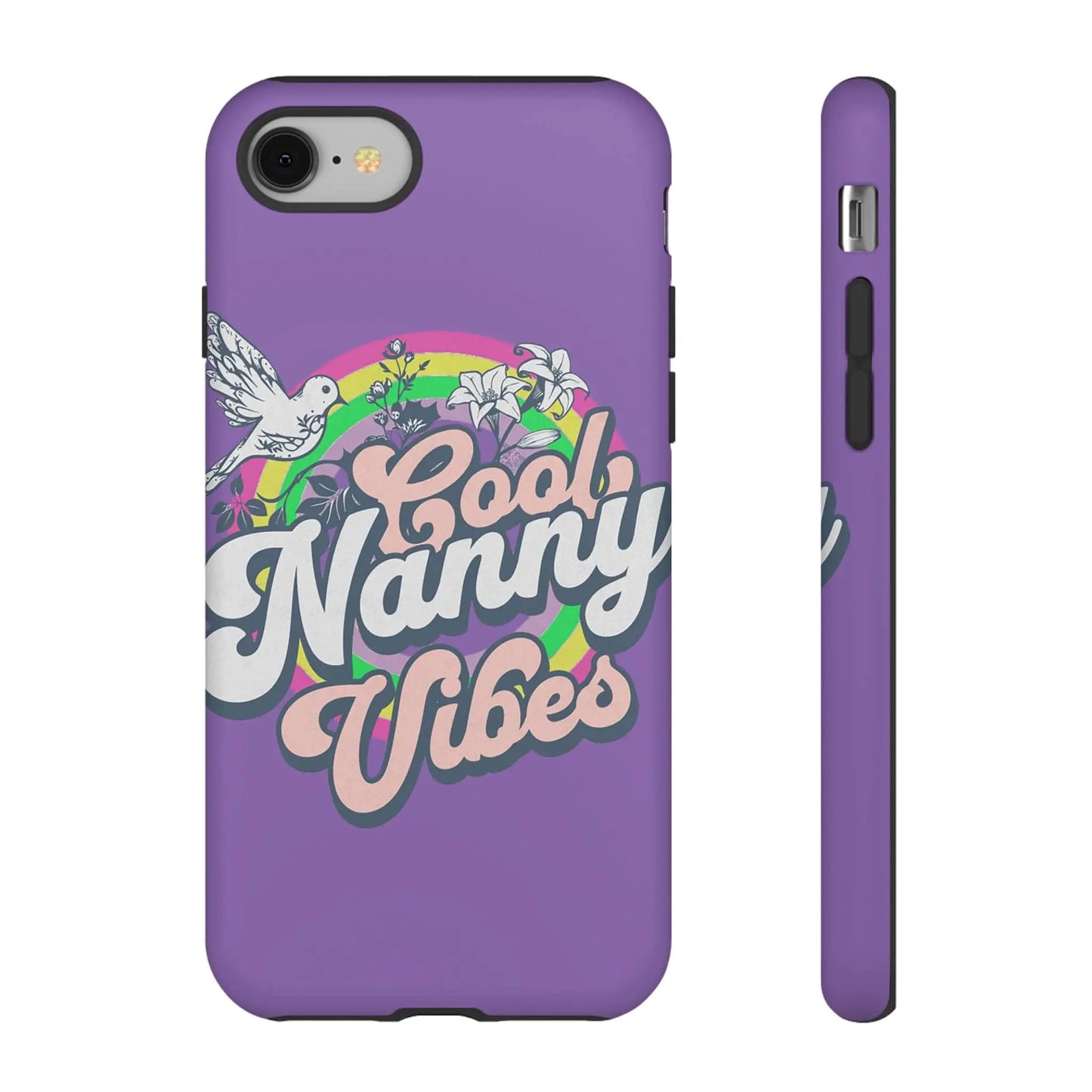 Cool Nanny Caregiver Vibes Retro Look in Purple Tough Phone Cases