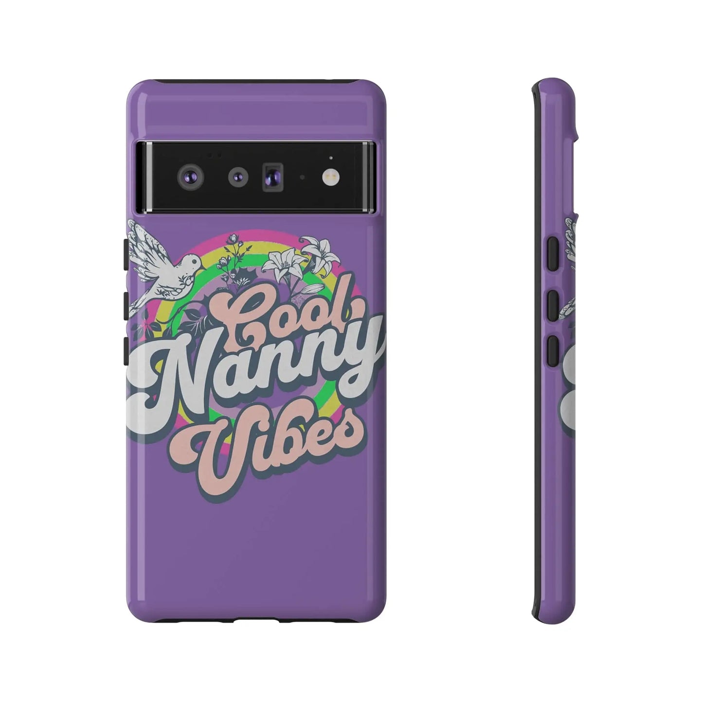 Cool Nanny Caregiver Vibes Retro Look in Purple Tough Phone Cases