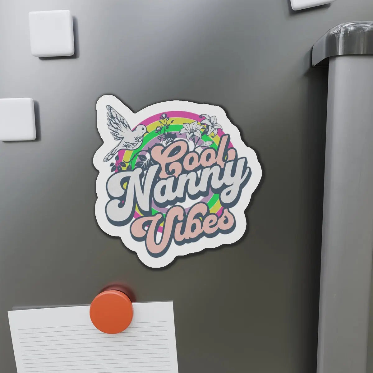 Cool Nanny Vibes Retro Dove Die-Cut Magnets Printify