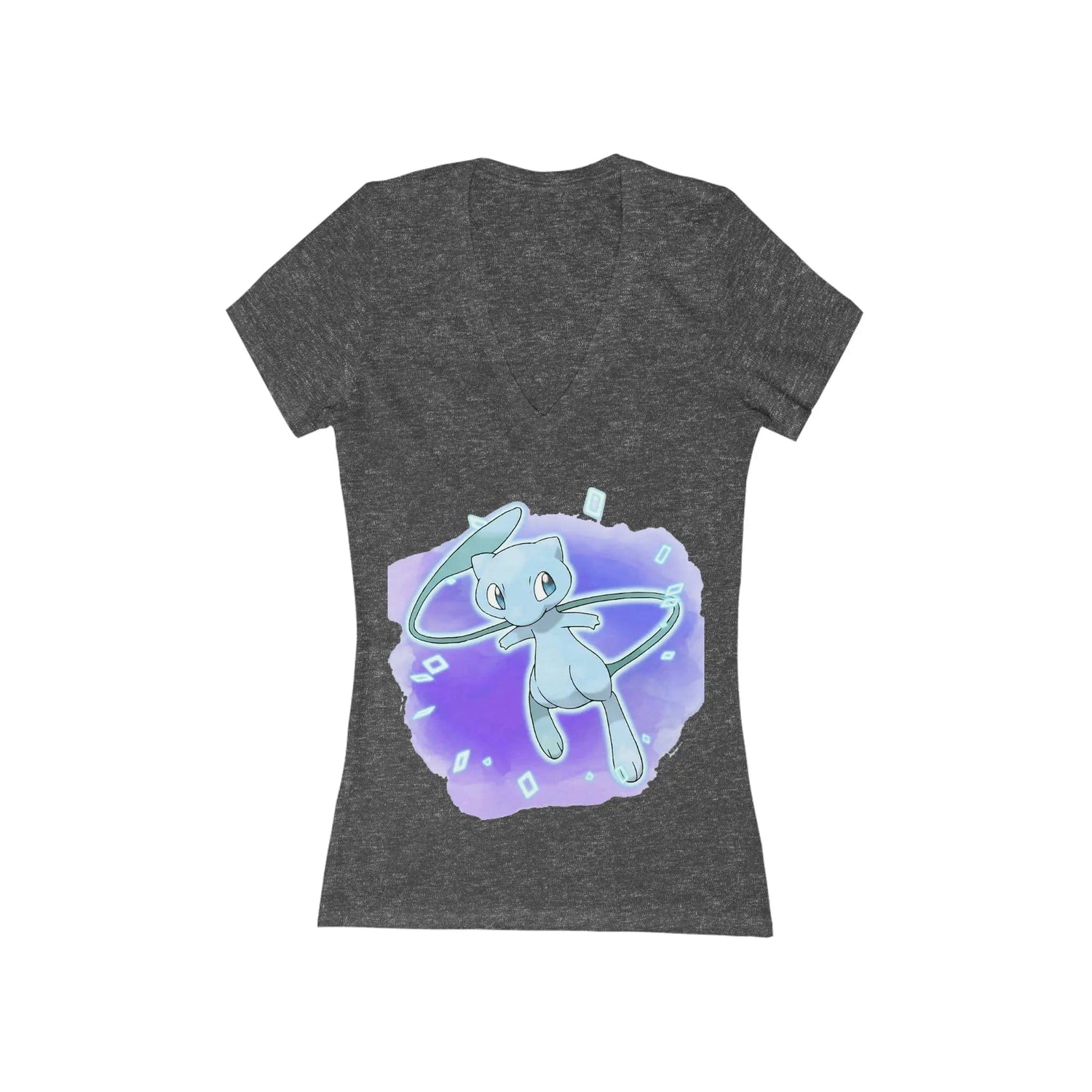 Cosmic Mew *Custom for Ally Kat* Jersey Short Sleeve Deep V-Neck Tee Dark Grey Heather