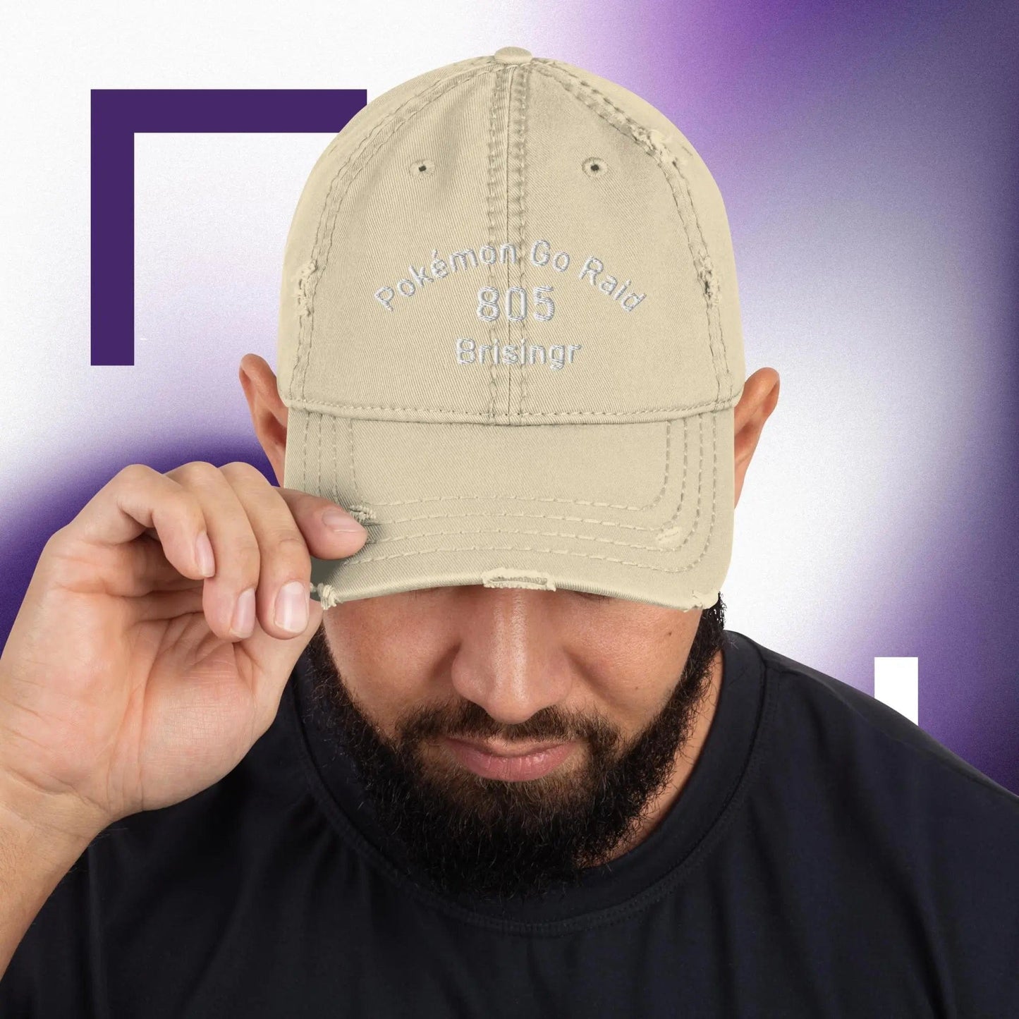 Custom Group with Nickname Pokemon Go Distressed Dad Hat Khaki