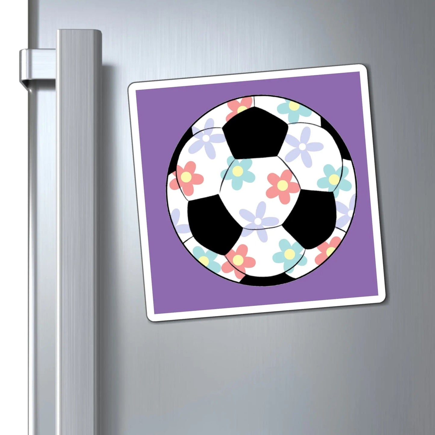 Cute Girly flower soccer ball Magnets 6" × 6"