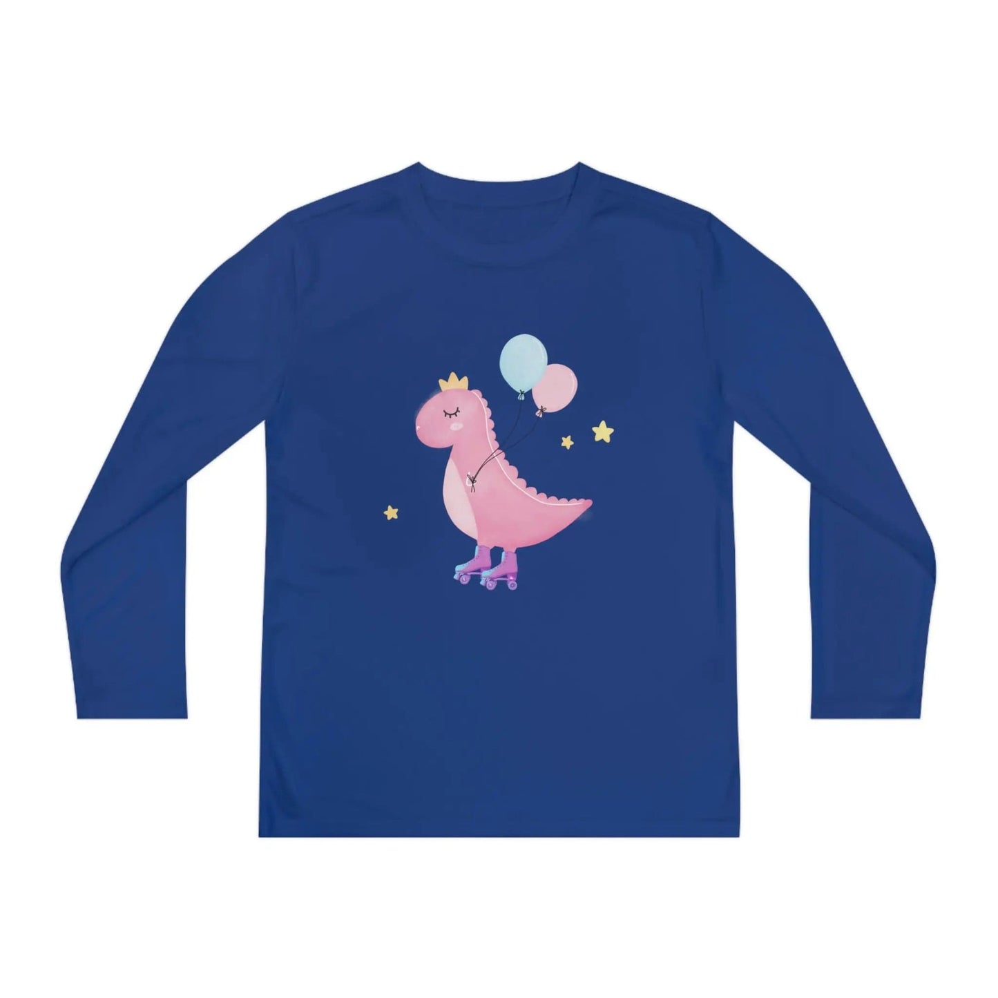 Dino dinosaur skating balloons Youth Long Sleeve Competitor Tee