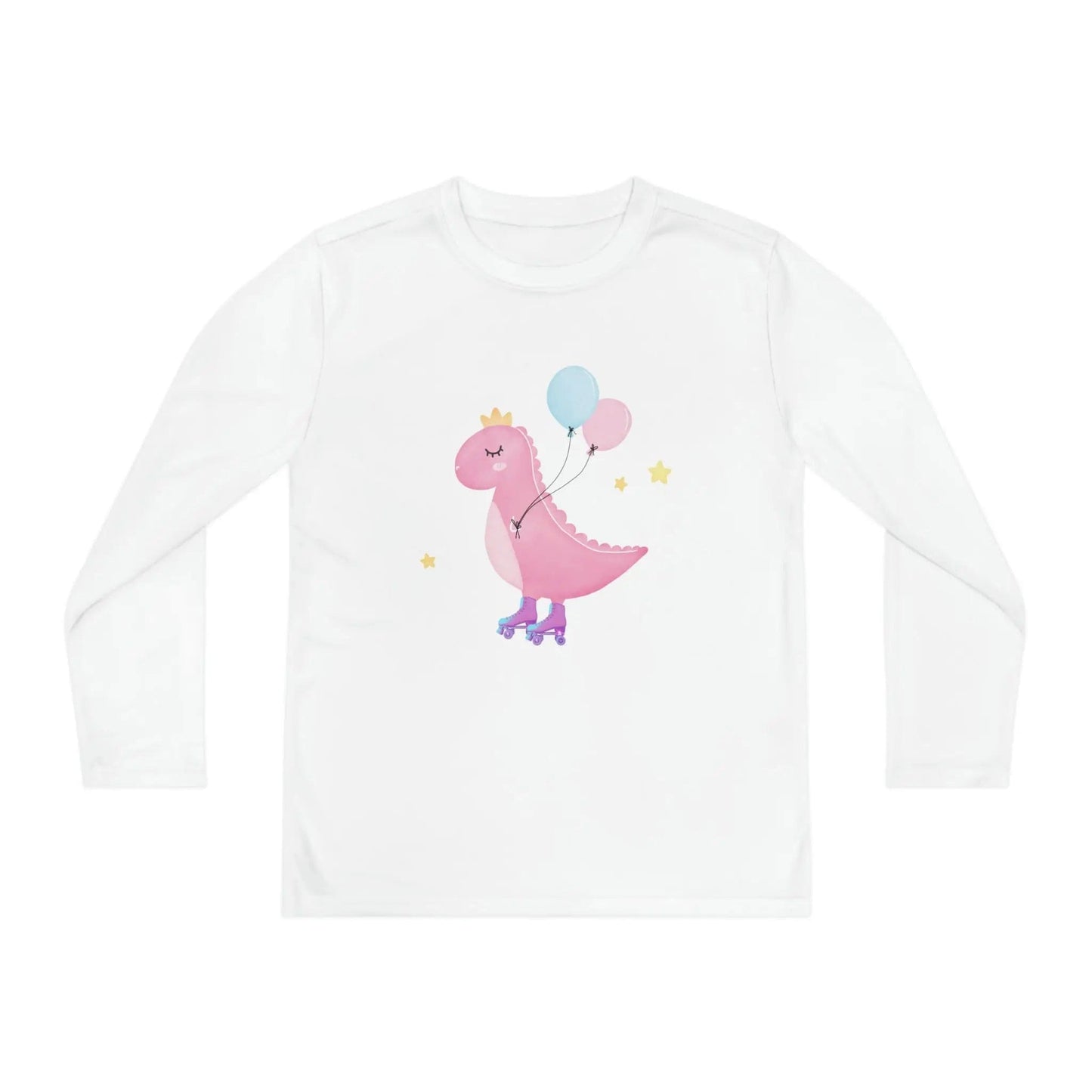 Dino dinosaur skating balloons Youth Long Sleeve Competitor Tee