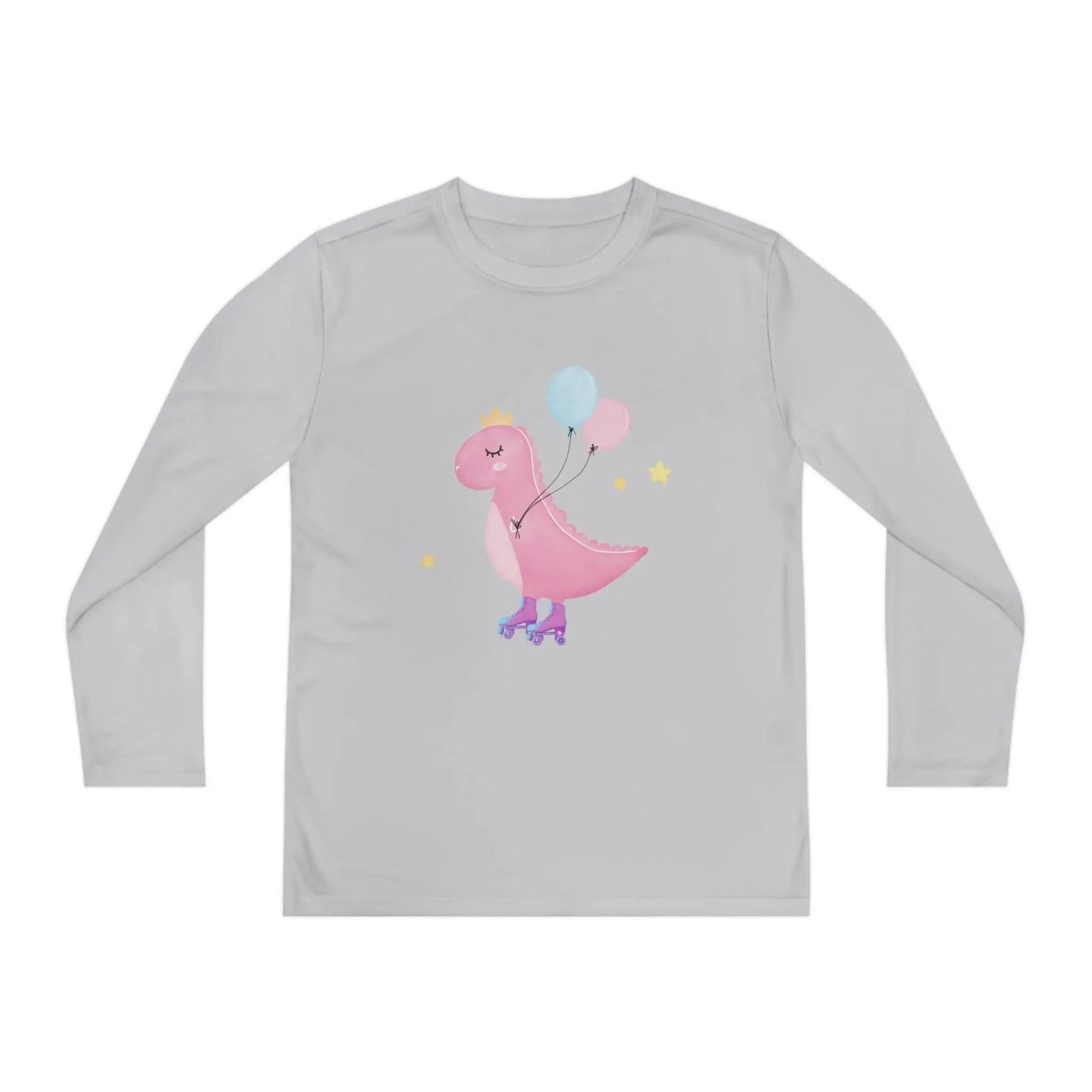 Dino dinosaur skating balloons Youth Long Sleeve Competitor Tee