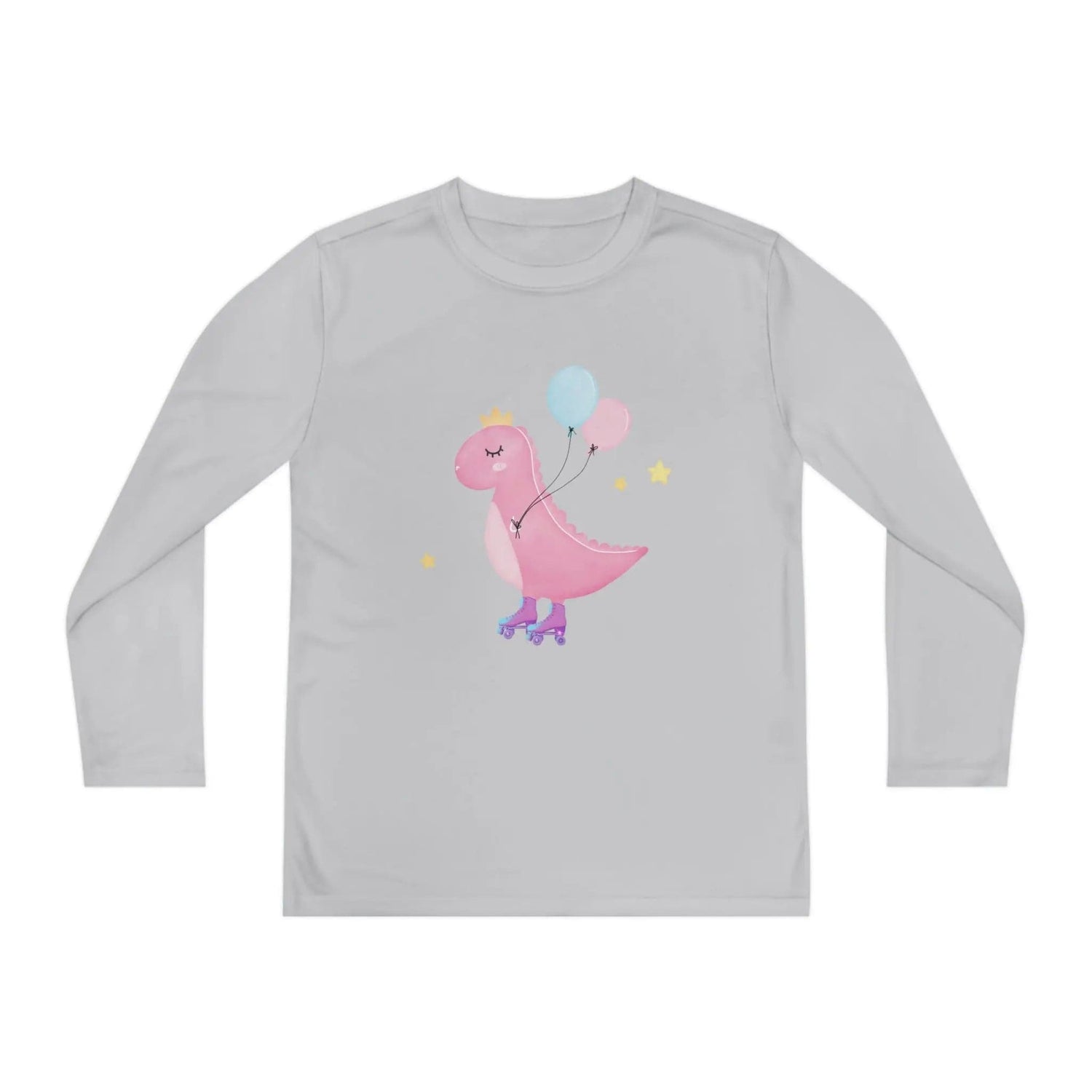 Dino dinosaur skating balloons Youth Long Sleeve Competitor Tee