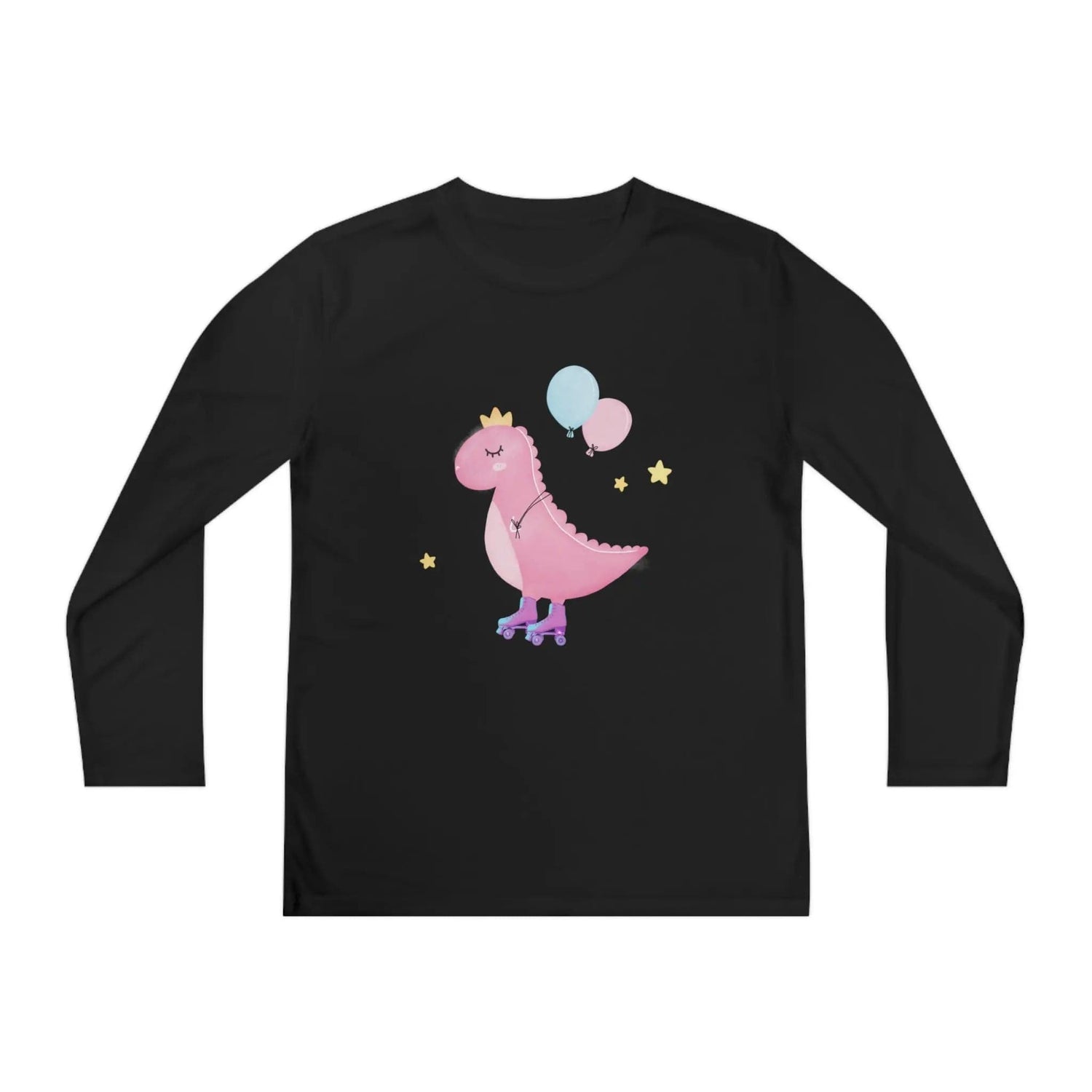 Dino dinosaur skating balloons Youth Long Sleeve Competitor Tee