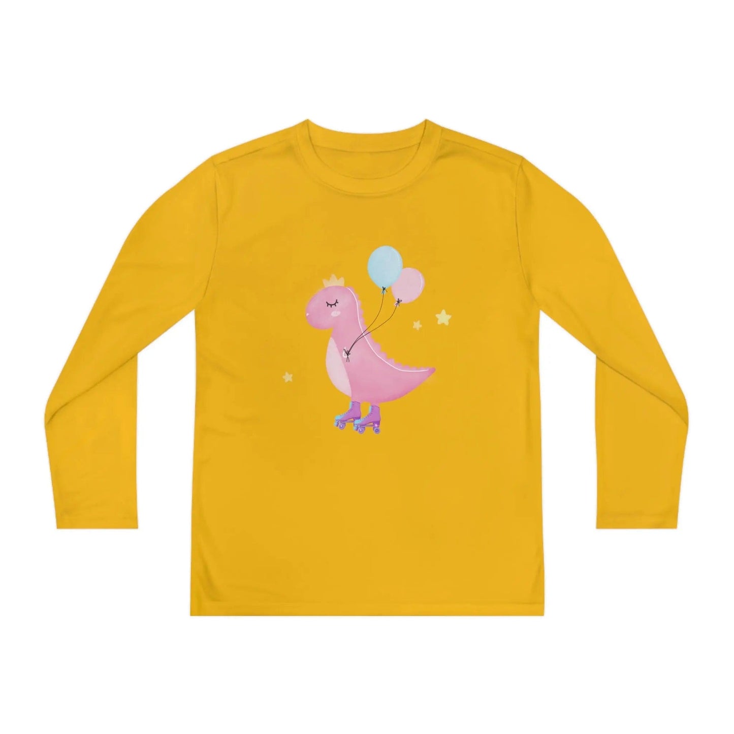 Dino dinosaur skating balloons Youth Long Sleeve Competitor Tee