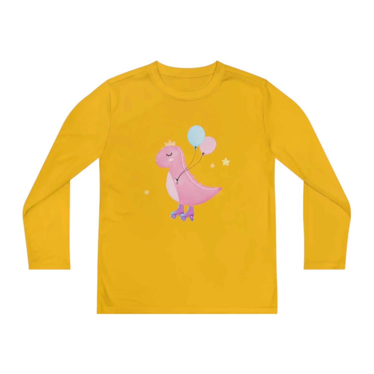 Dino dinosaur skating balloons Youth Long Sleeve Competitor Tee