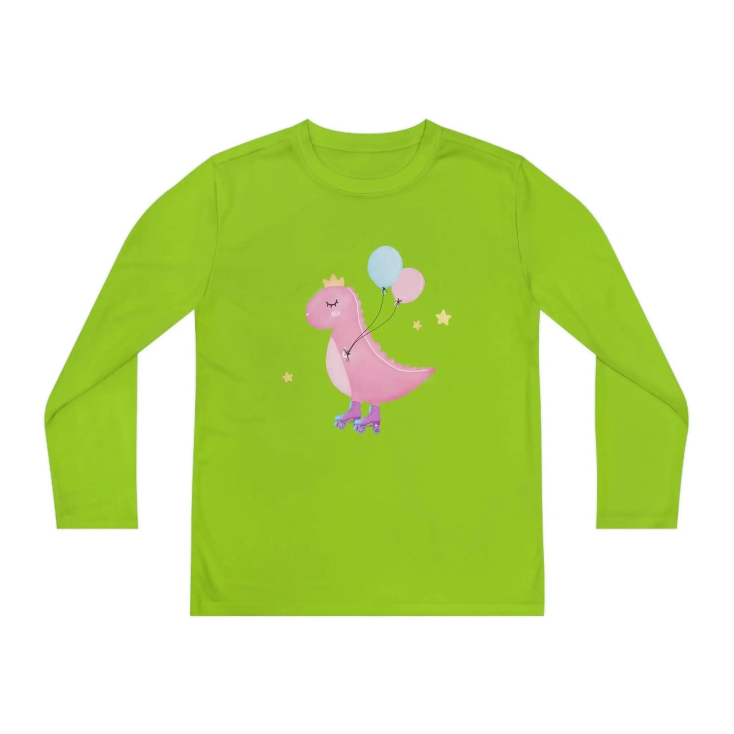 Dino dinosaur skating balloons Youth Long Sleeve Competitor Tee