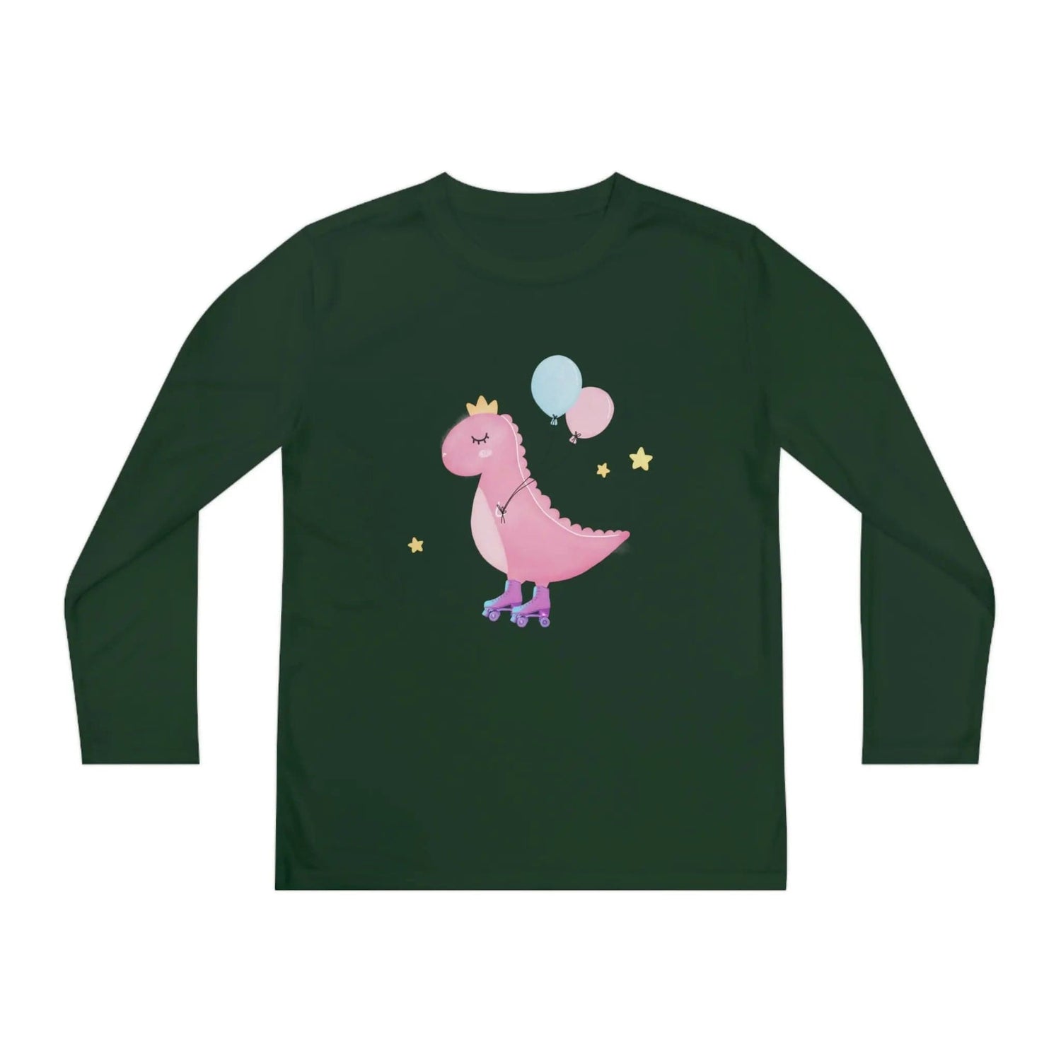 Dino dinosaur skating balloons Youth Long Sleeve Competitor Tee