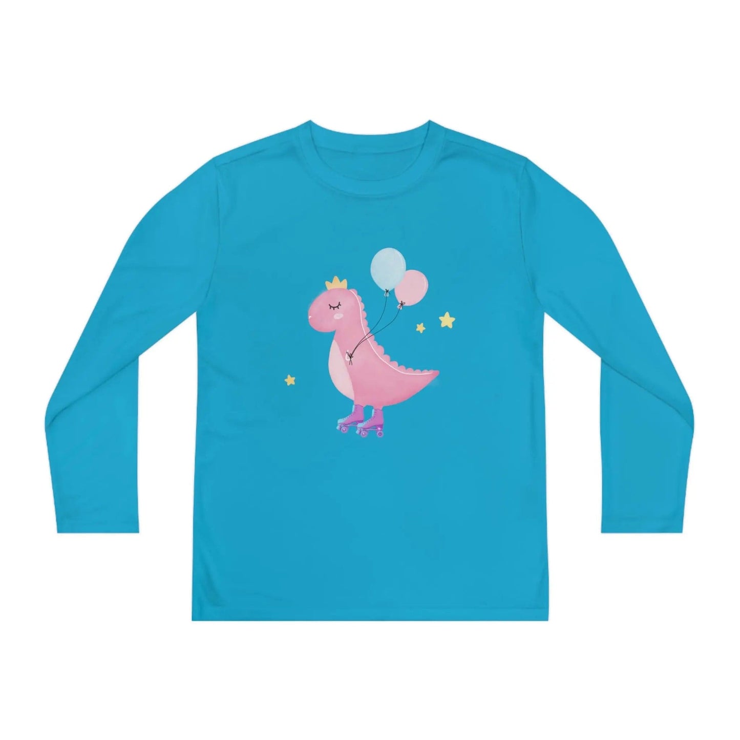 Dino dinosaur skating balloons Youth Long Sleeve Competitor Tee