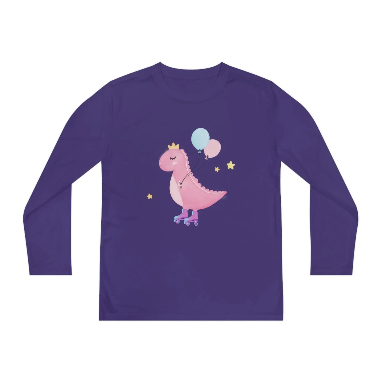 Dino dinosaur skating balloons Youth Long Sleeve Competitor Tee