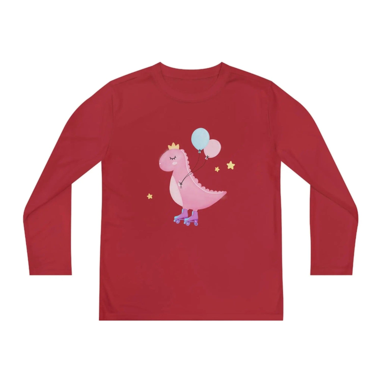 Dino dinosaur skating balloons Youth Long Sleeve Competitor Tee